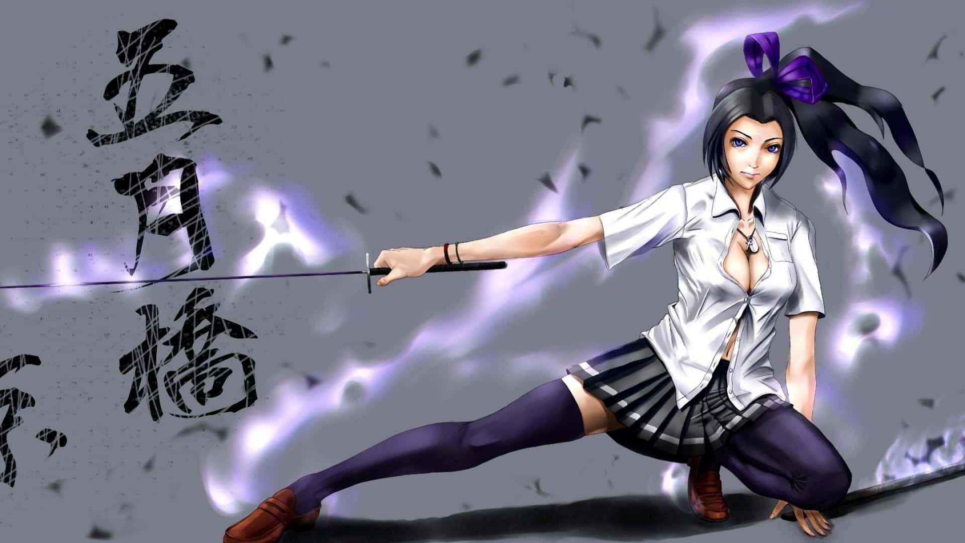 Anime School Girl Cute Sword