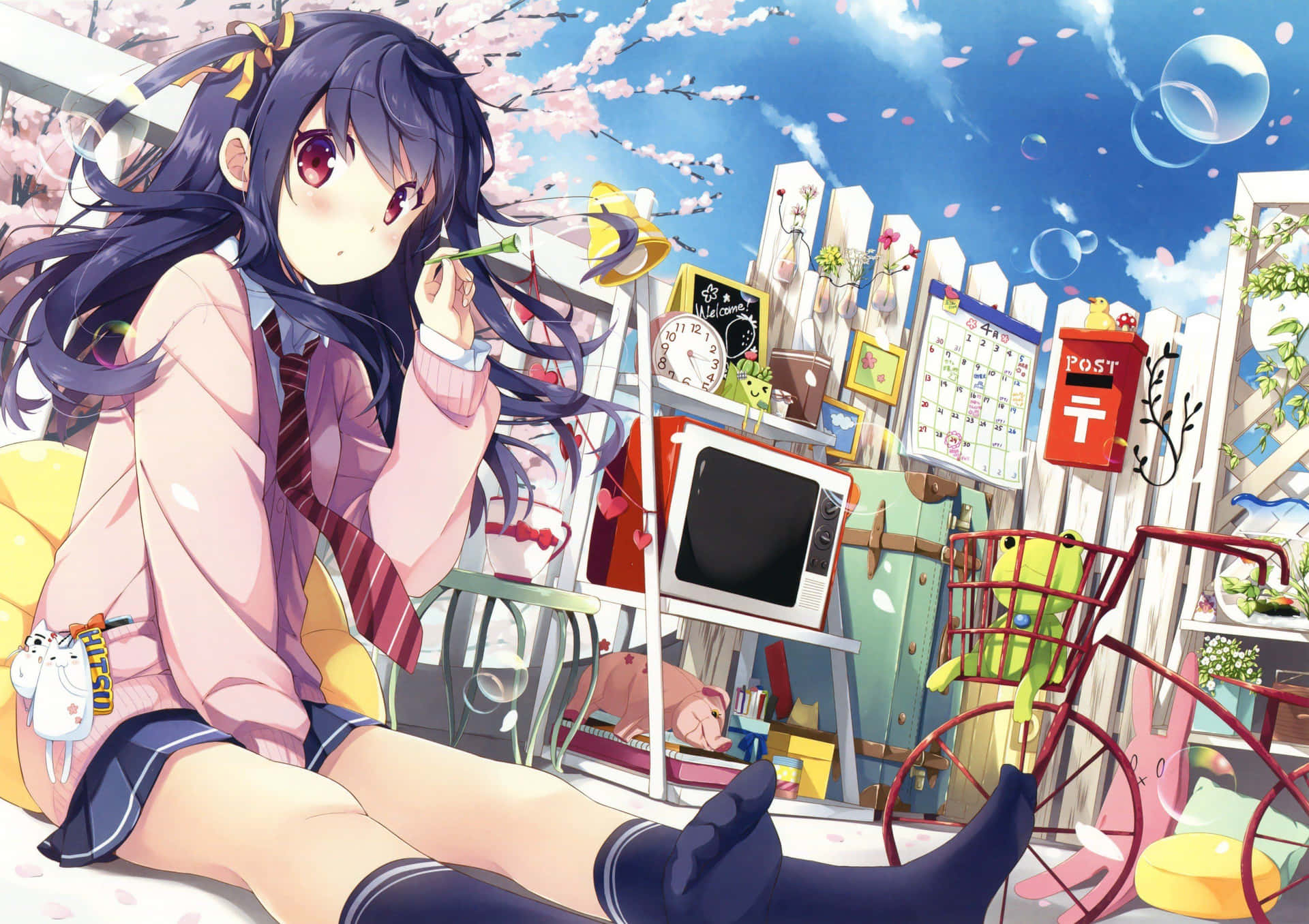 Anime School Girl Uniform Background