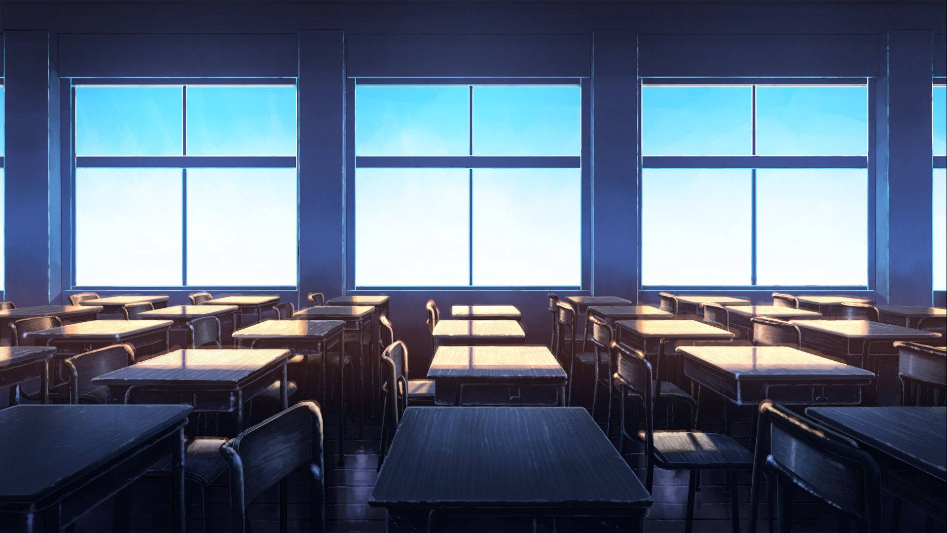 Anime School Scenery Classroom With Window View