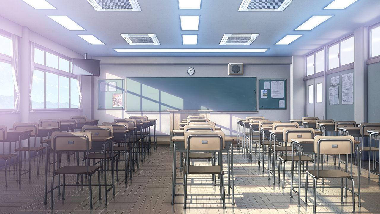 Anime School Scenery Empty Classroom