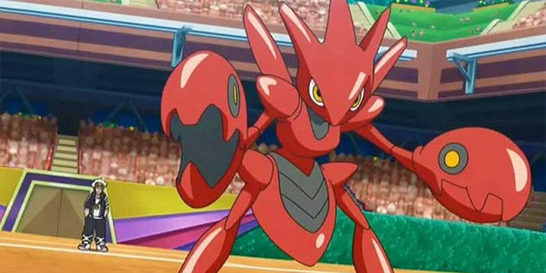 Anime Scizor With Trainer Background