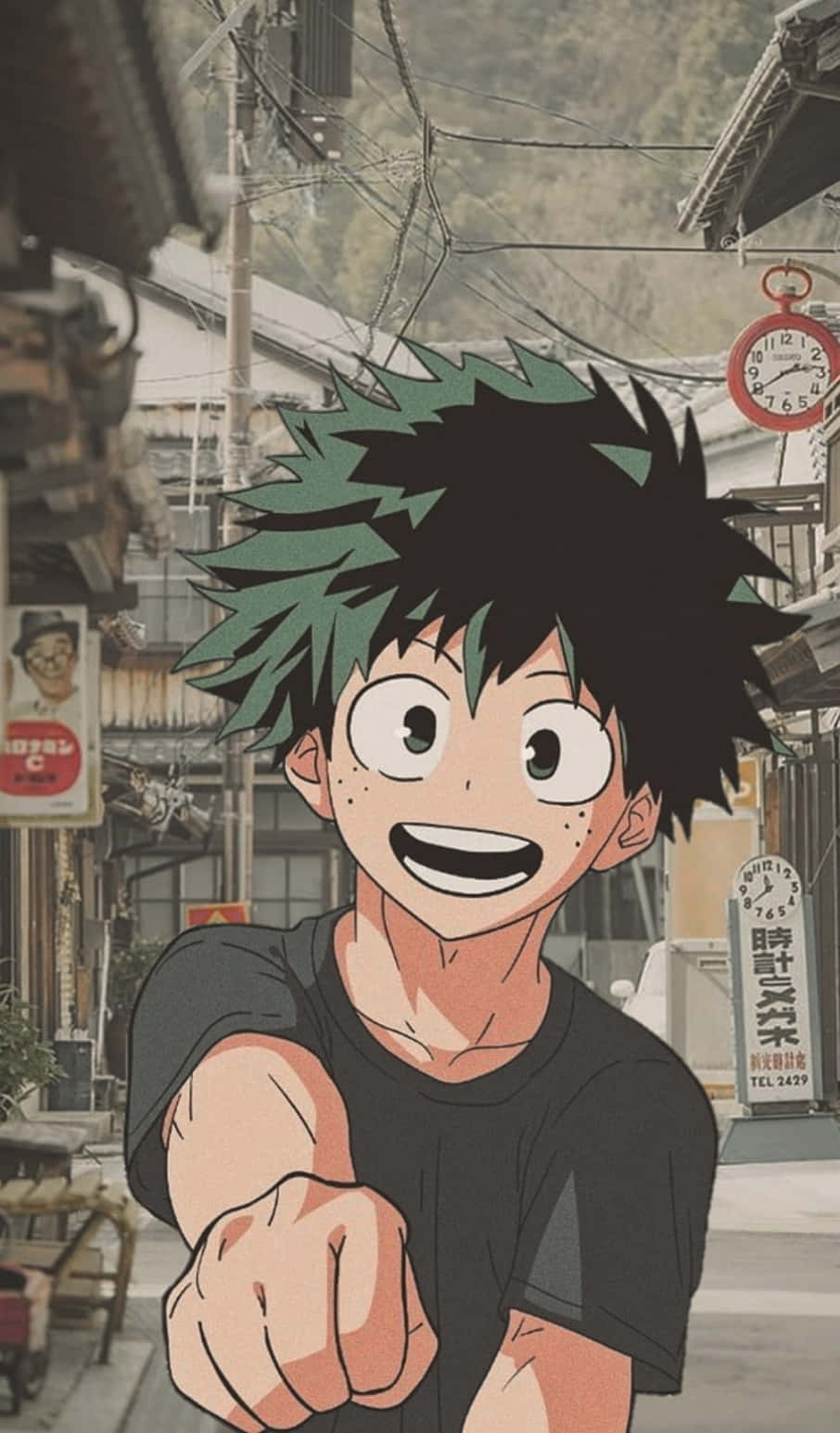 Anime Showing Fist Deku Phone Background