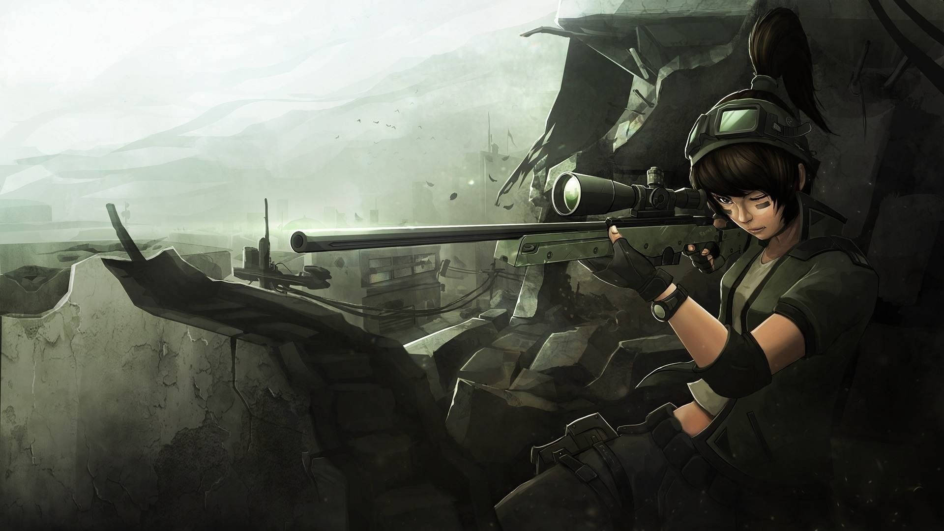 Anime Sniper Girl Background