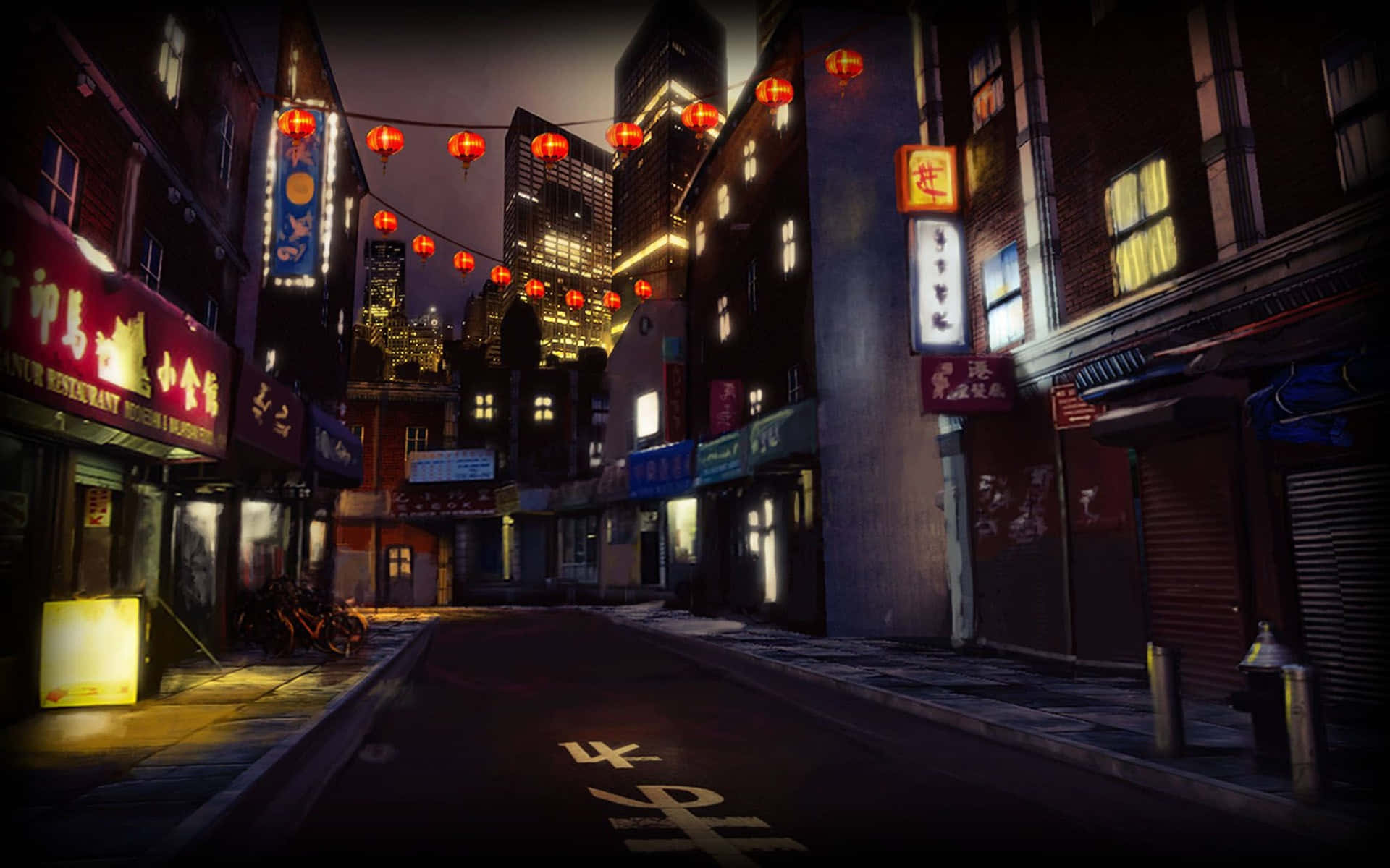 Anime Style_ Nighttime_ Cityscape Background