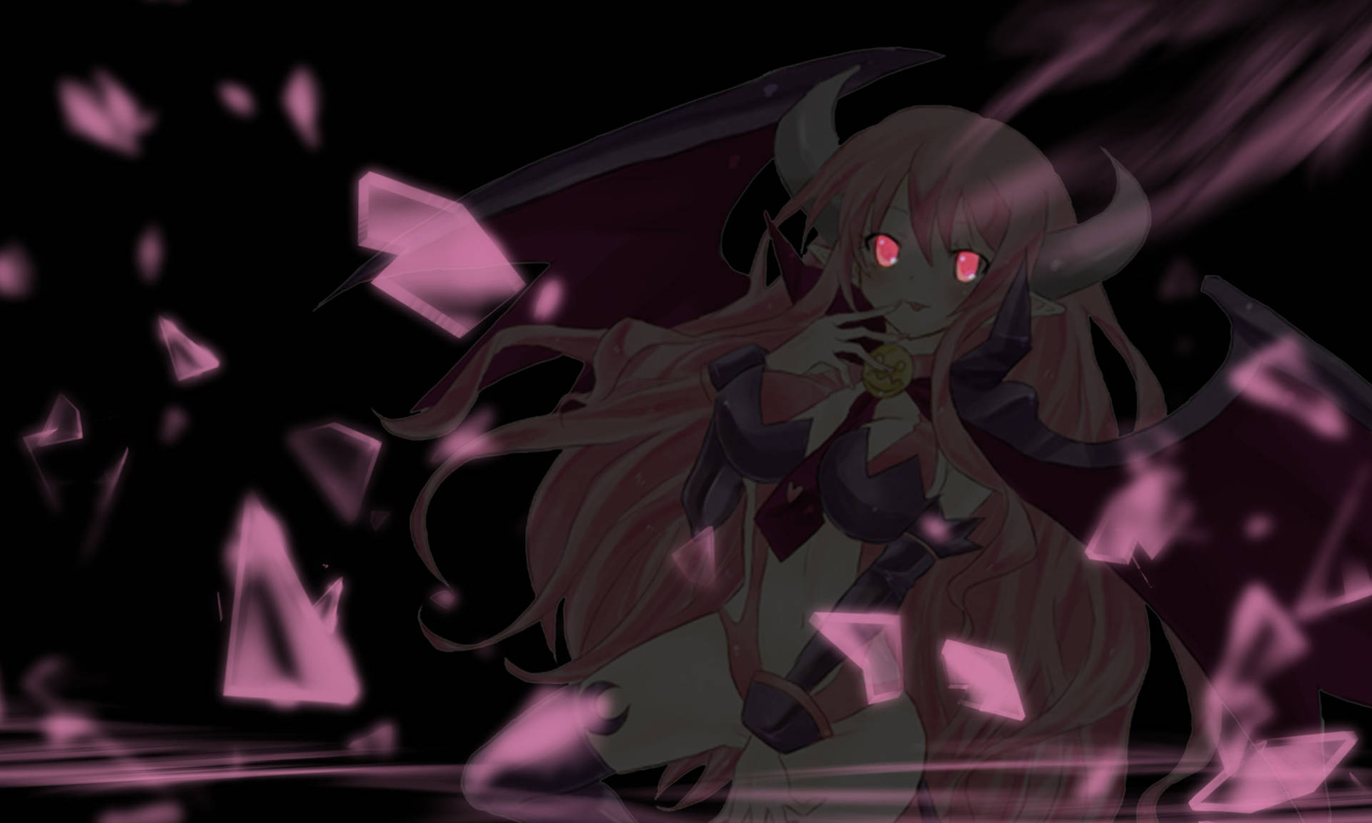 Anime Succubus With Glowing Eyes Background