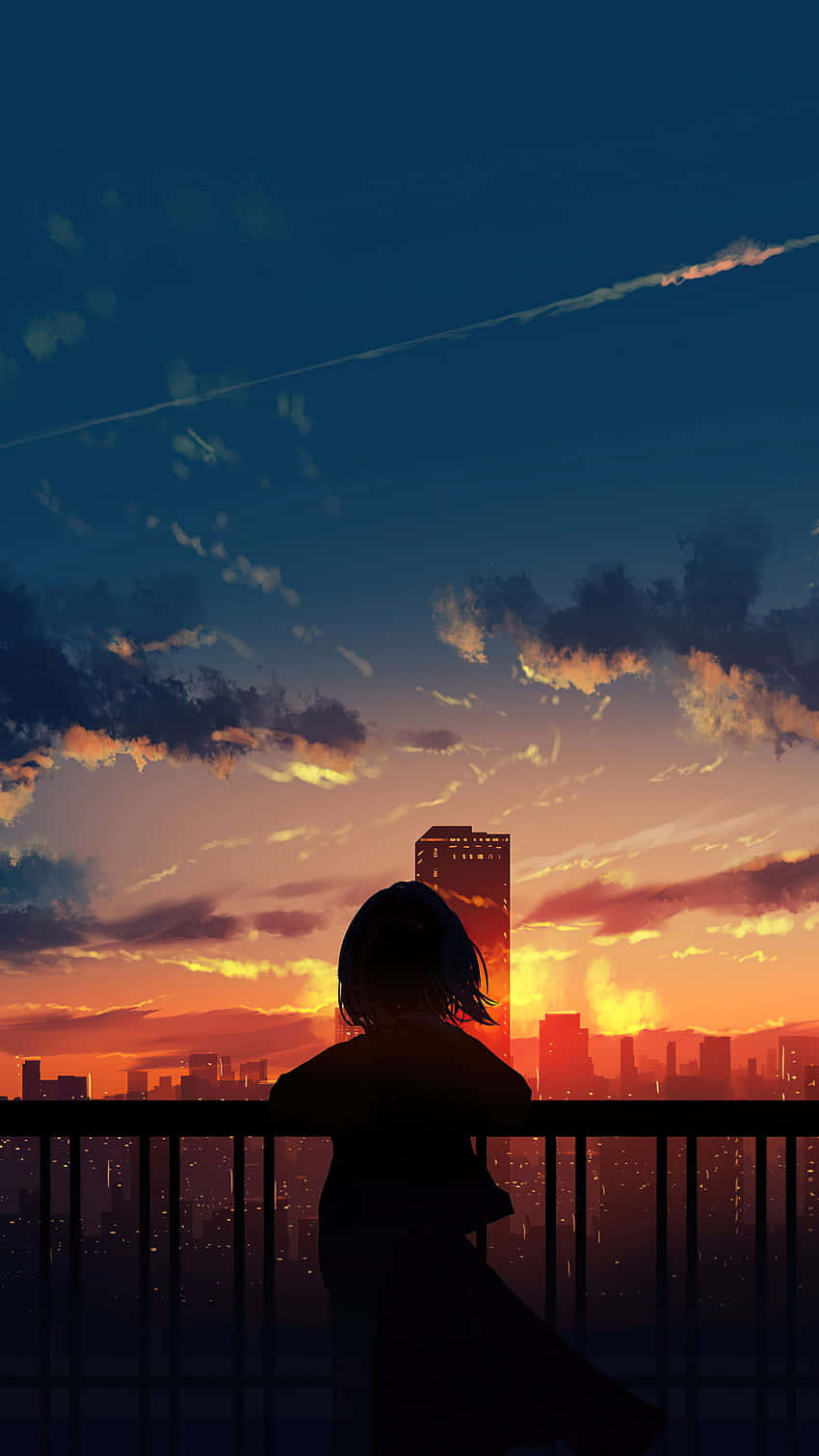 Anime Sunset Cloud Background