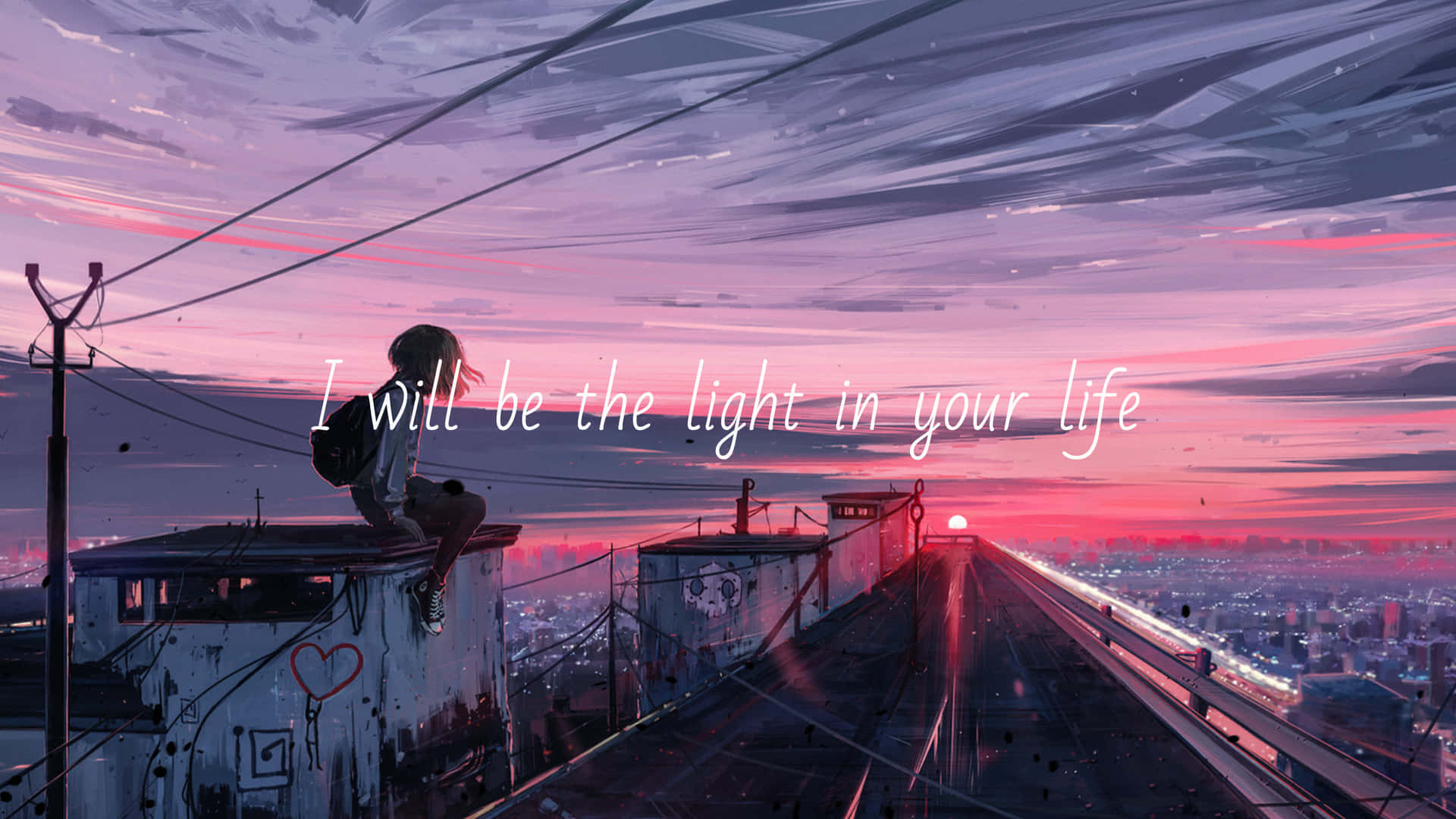 Anime Sunset Reflections Train Tracks Background