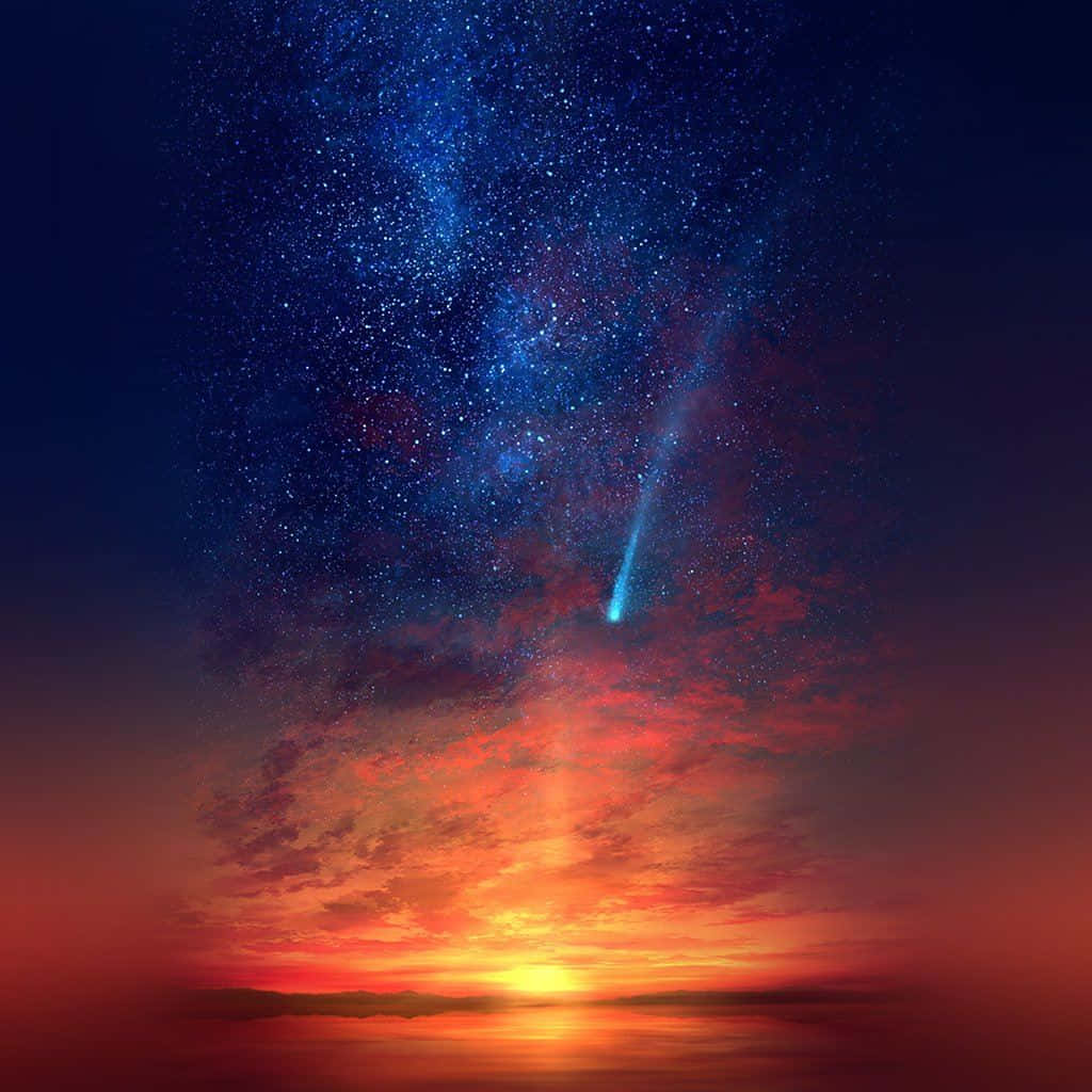 Anime Sunset Sky Shooting Star Background
