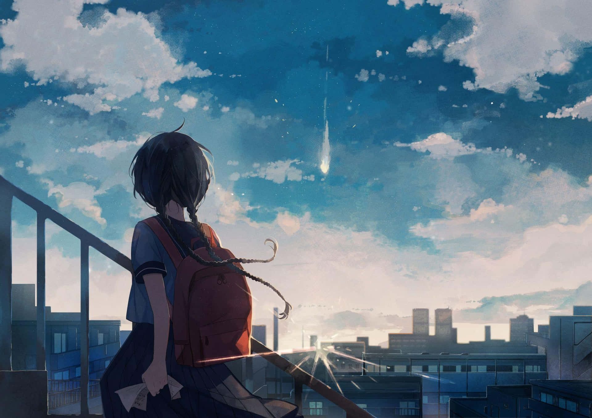 Anime Sunset Solitude Background