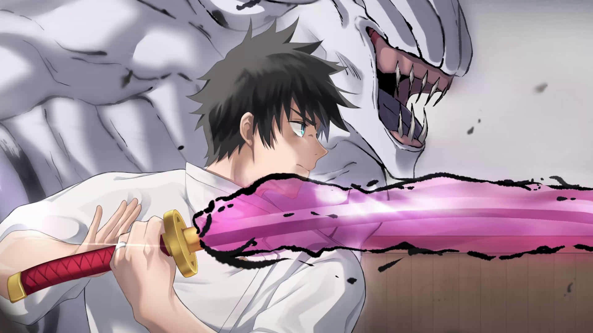 Anime Sword Fight Against Monster