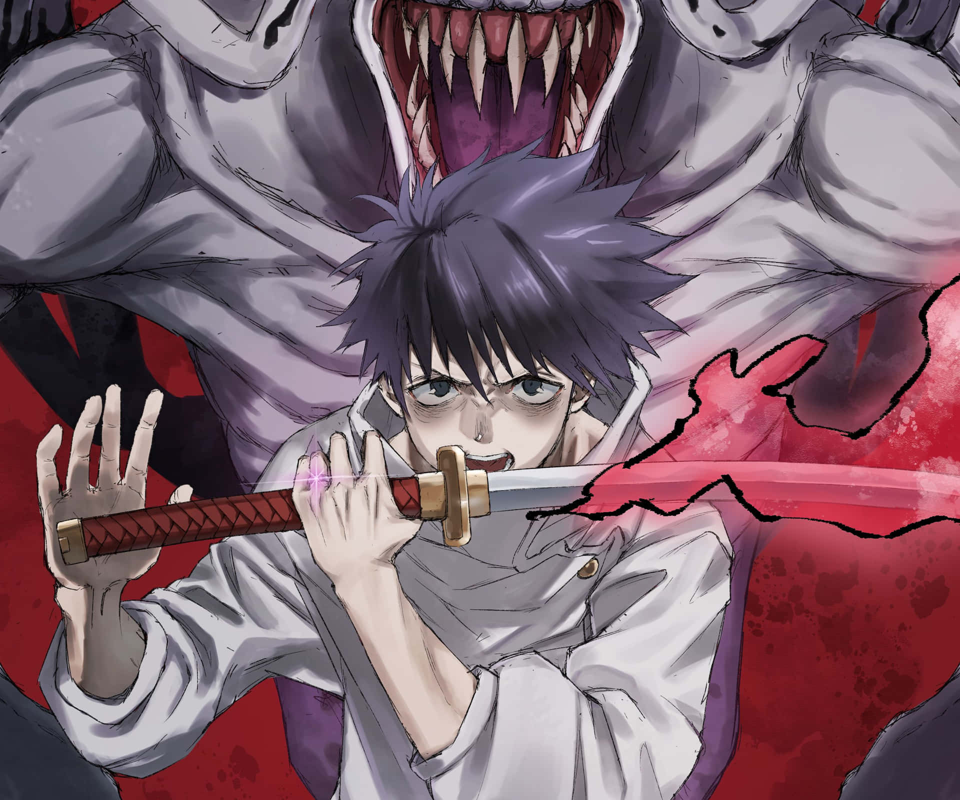 Anime Sword Fighterand Monster Background