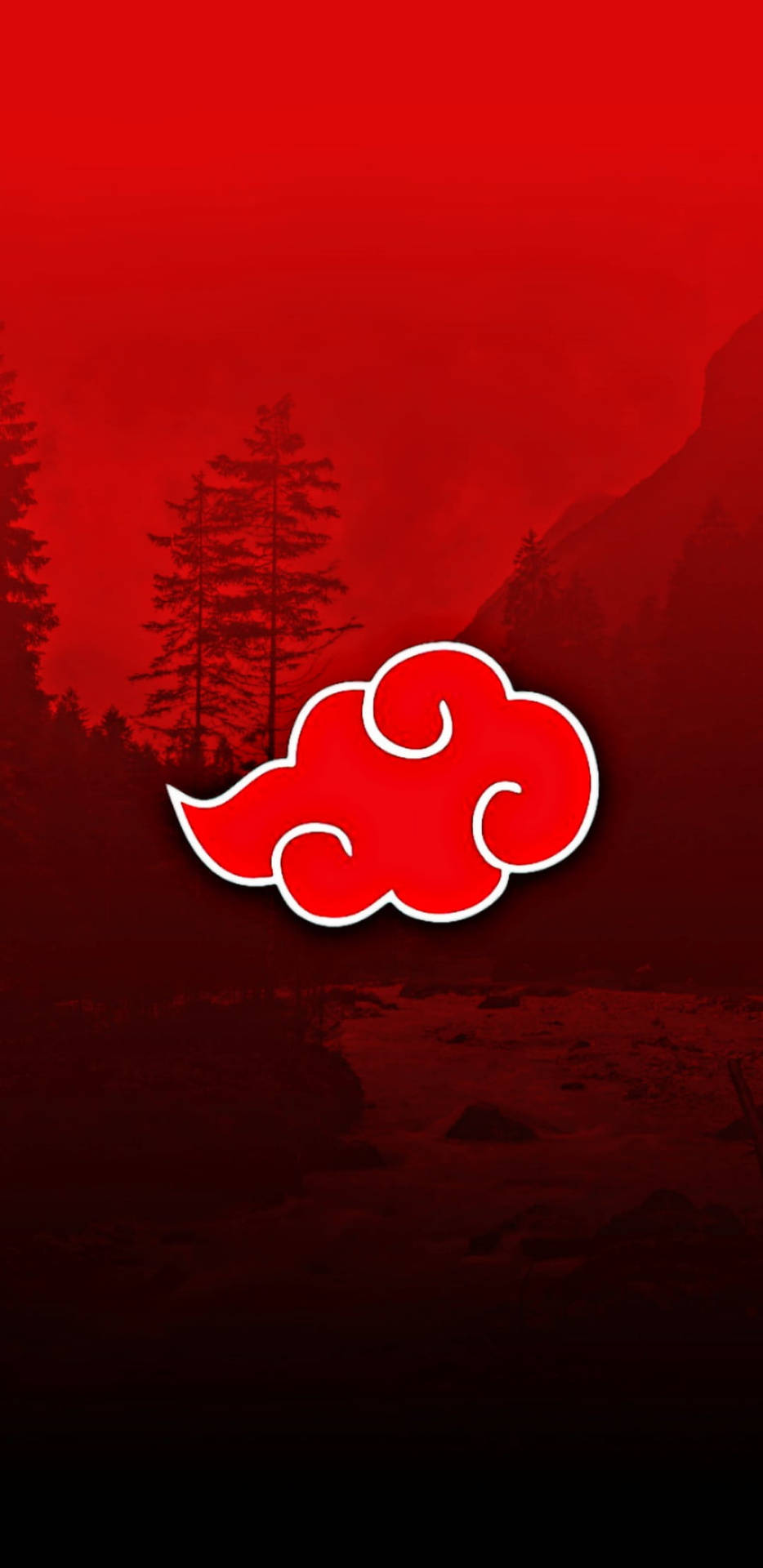 Anime Symbols Akatsuki Logo Red Aesthetic Mountains Background