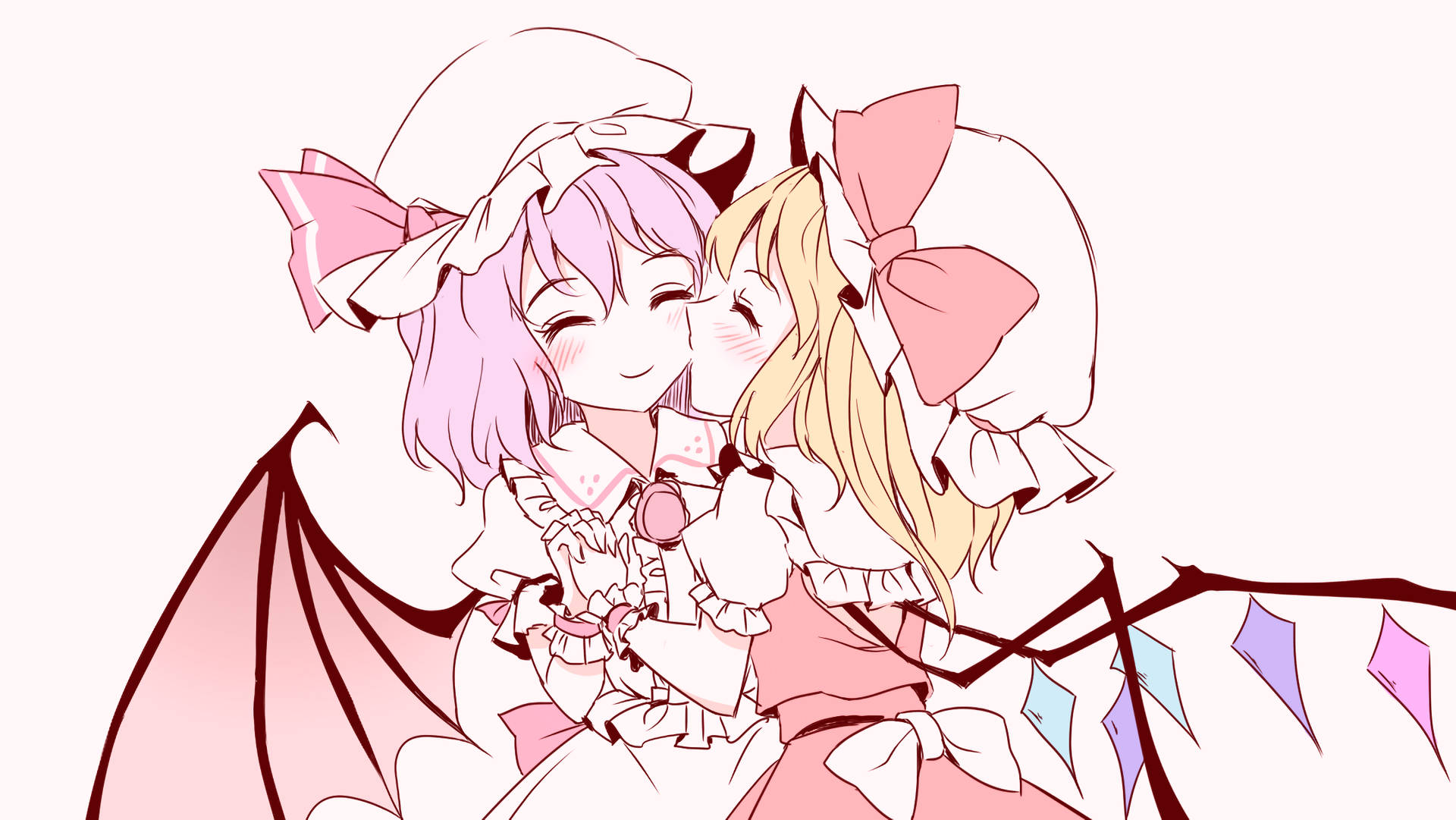 Anime Touhou Women Kissing Background