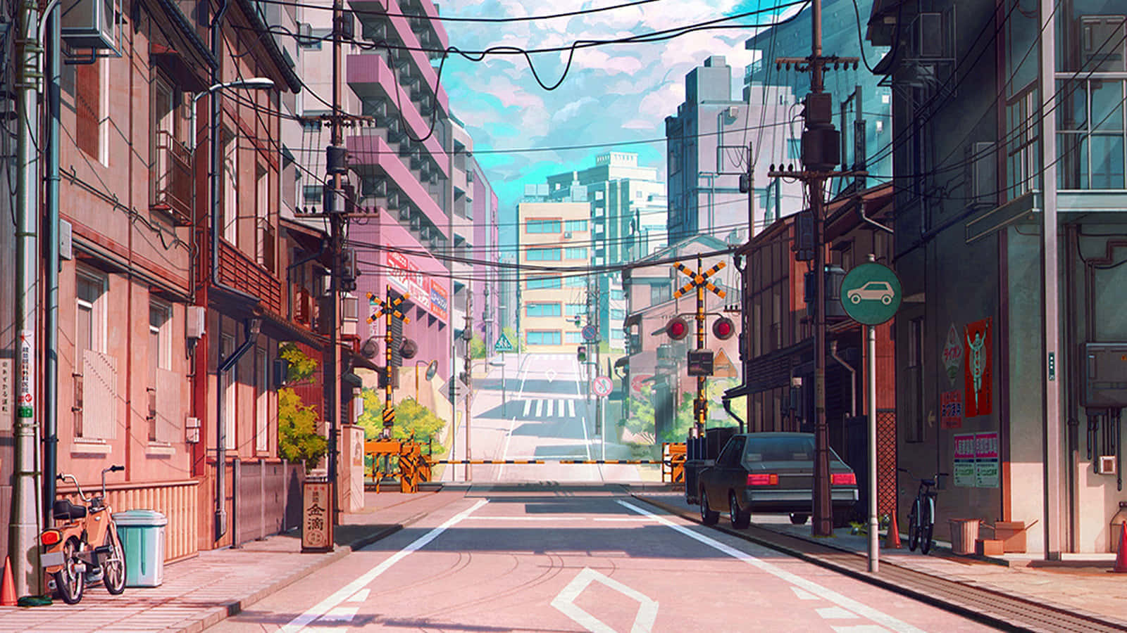 Anime Urban Landscape Sunny Day