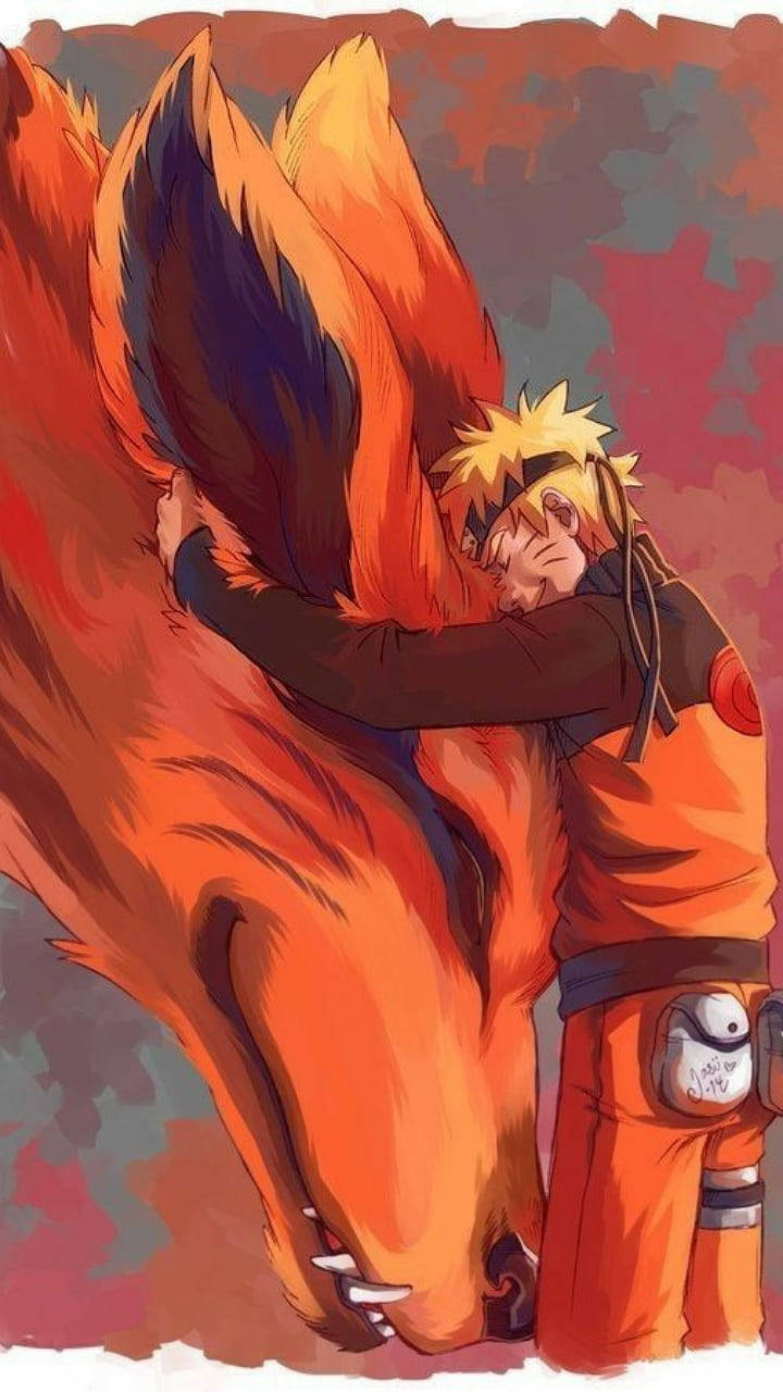 Anime Uzumaki Hugging Naruto Kurama