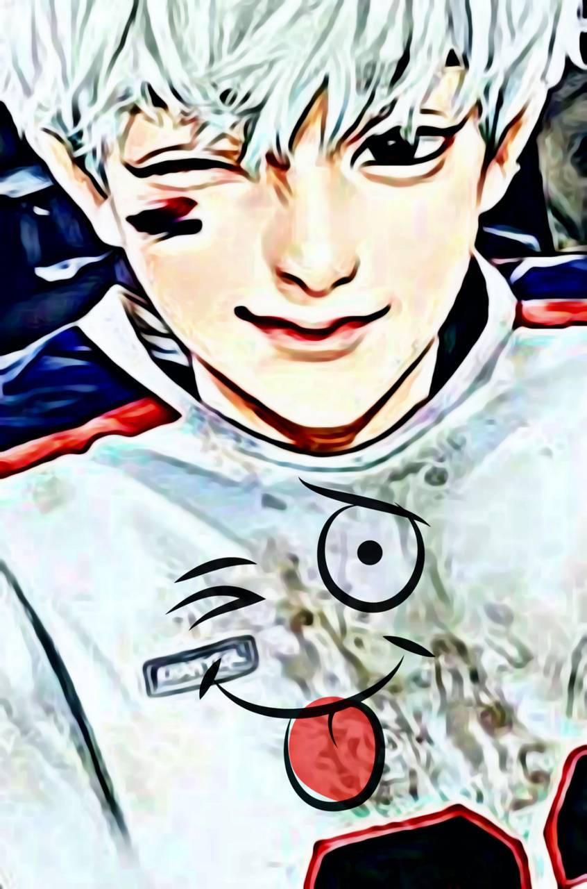 Anime Version Of Chanyeol Cute Boy Cartoon Background