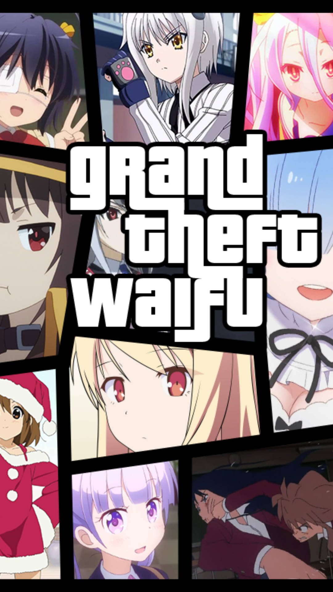 Anime Waifu Grand Theft Waifu Collage Background