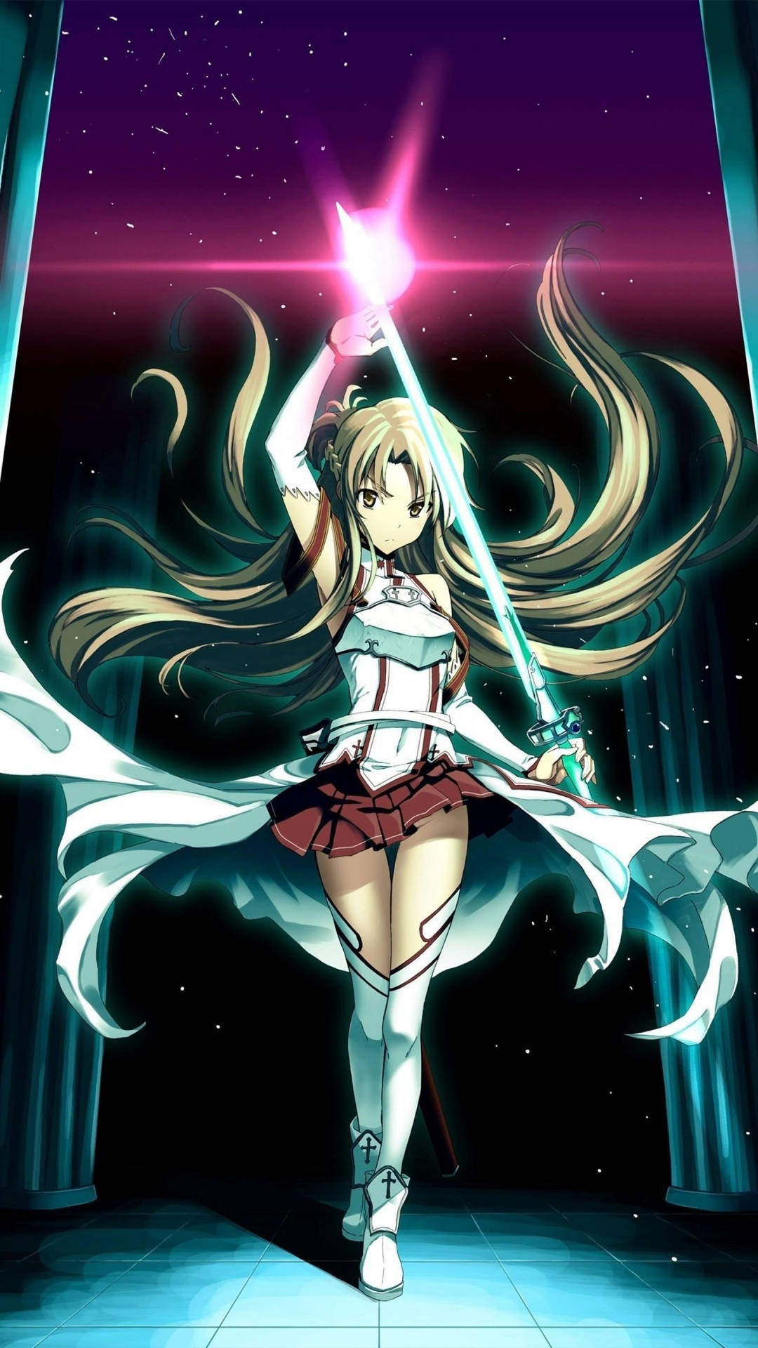 Anime Waifu Sword Art Online Asuna With Sword Background