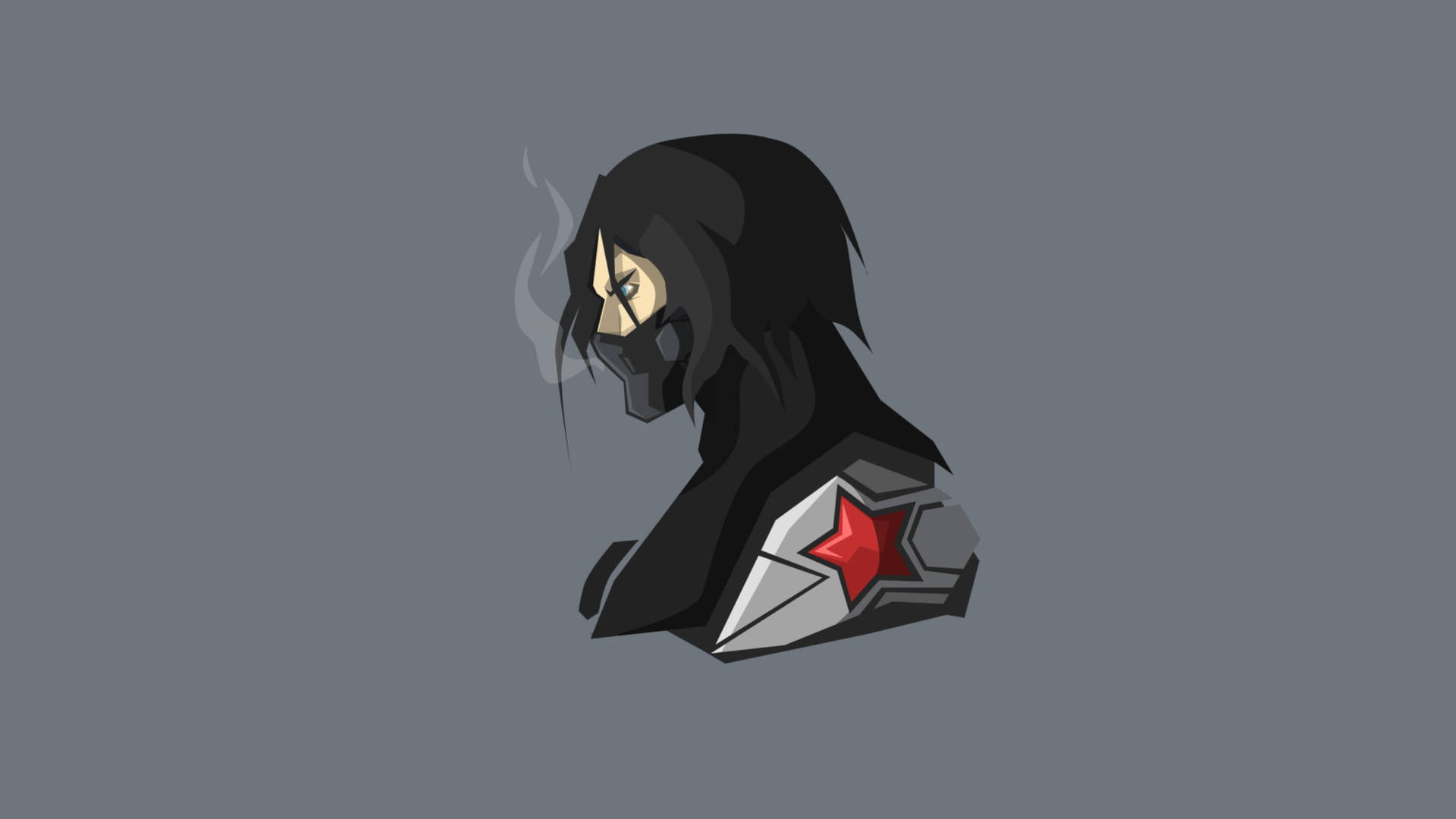 Anime Winter Soldier In Gray Background