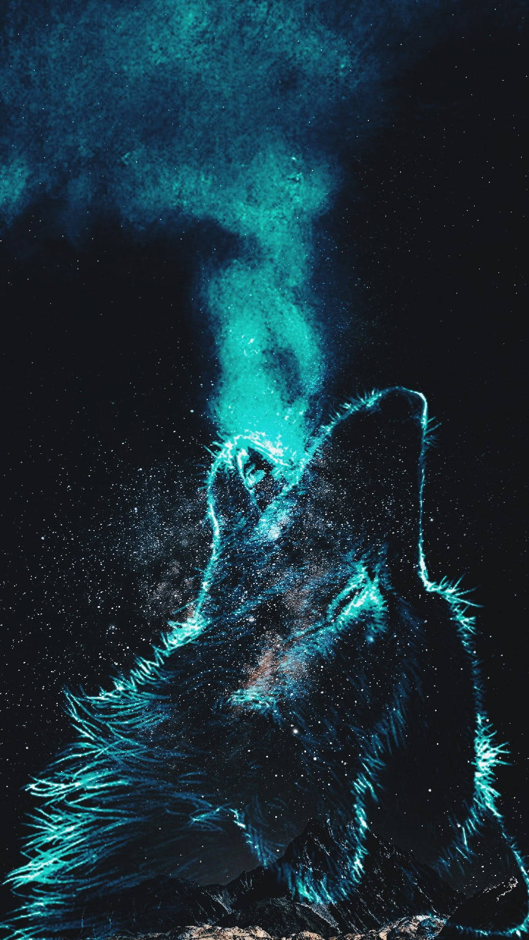 Anime Wolf Neon Blue Breath And Particles