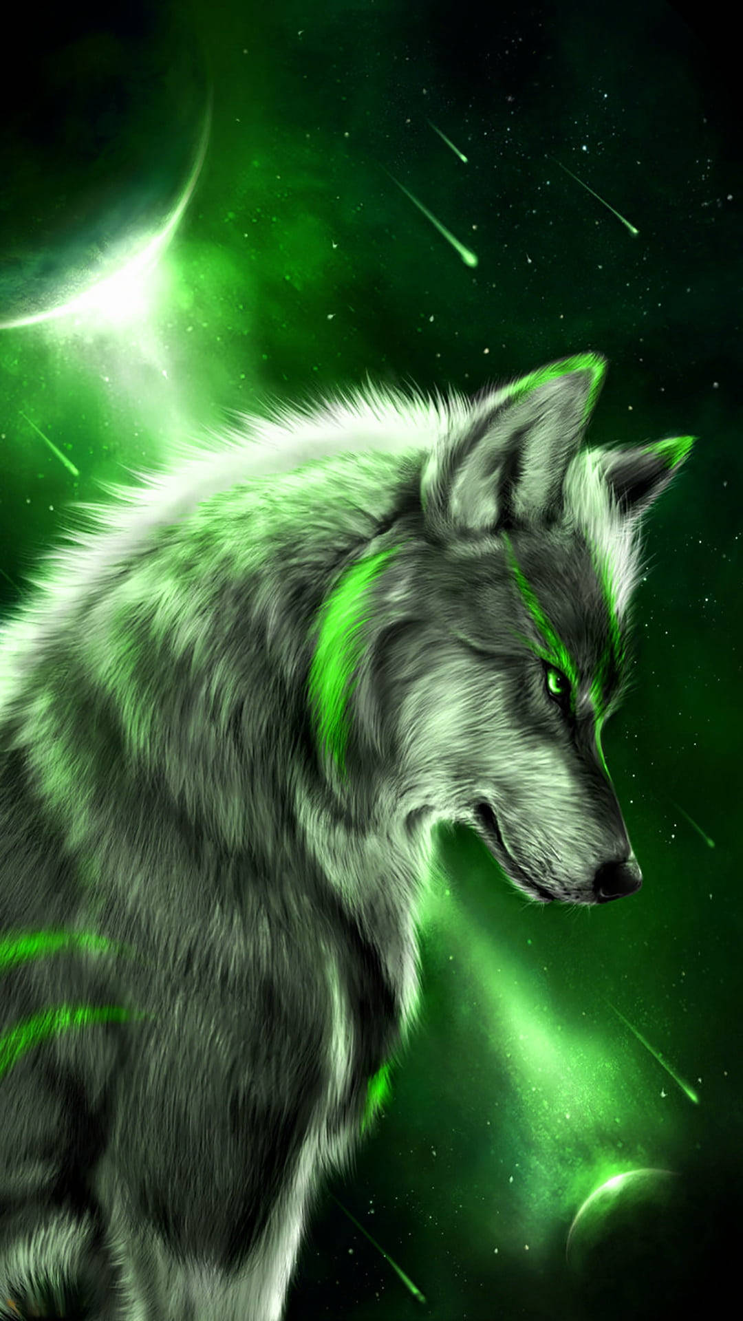 Anime Wolf Neon Green