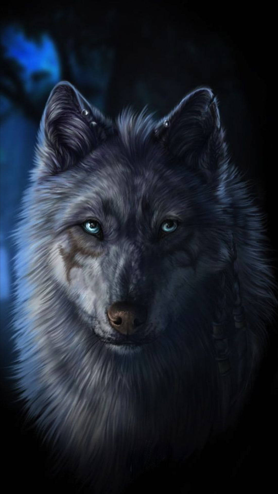 Anime Wolf Painting Blue Aesthetic Lights