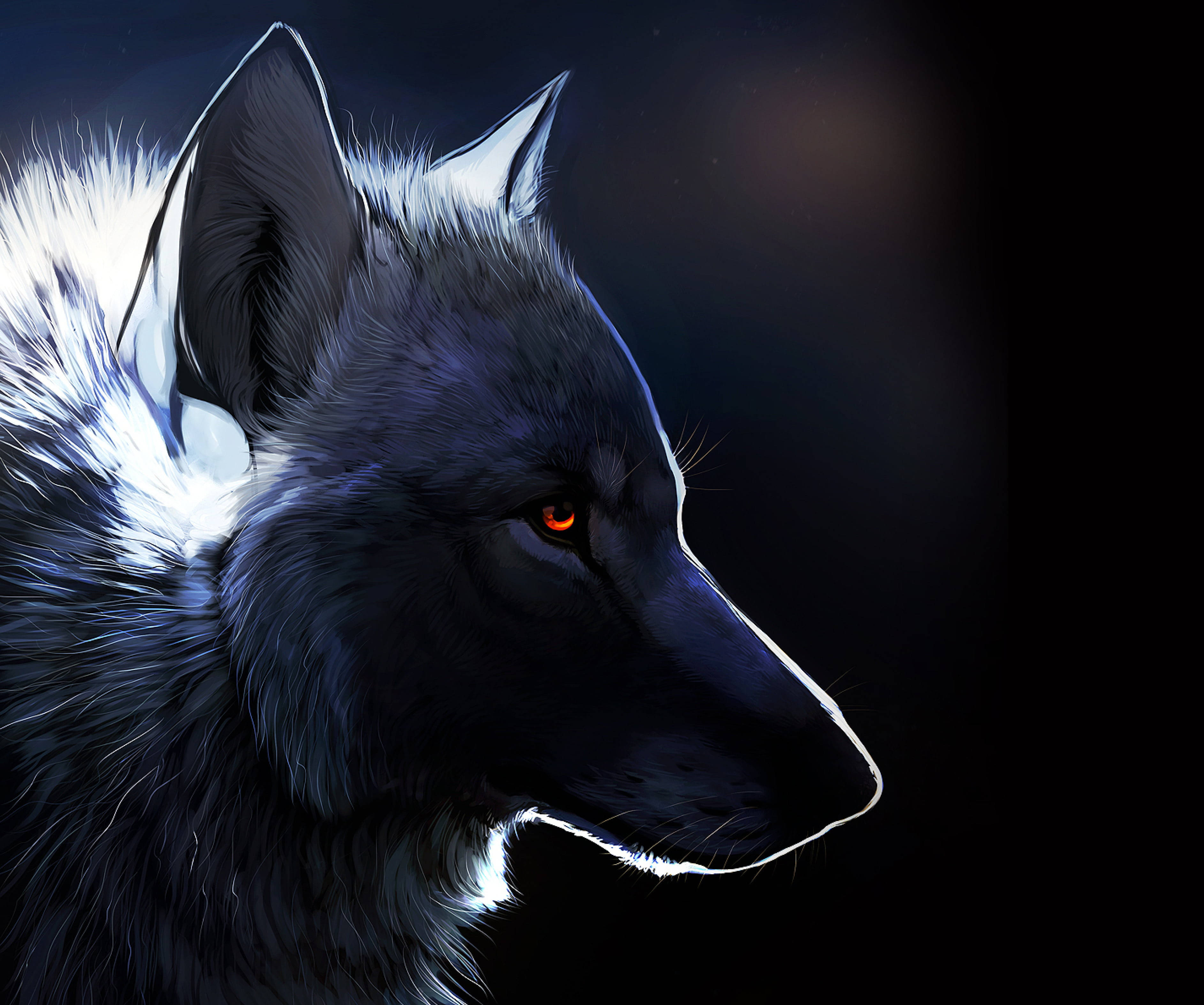 Anime Wolf With White Fur And Red Eyes