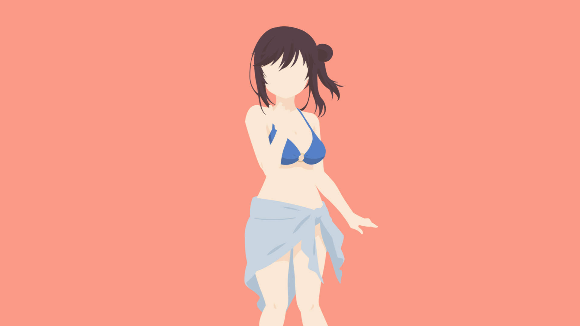 Anime Woman Bikini Vector Art Background