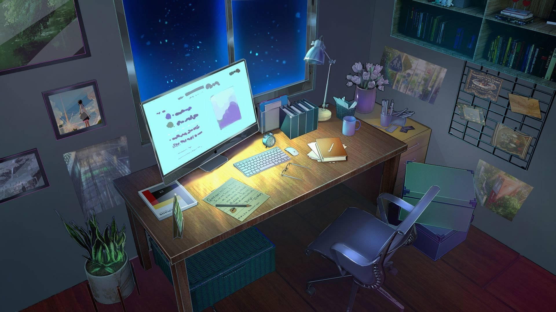 Anime Workstation Setup Laptop Background