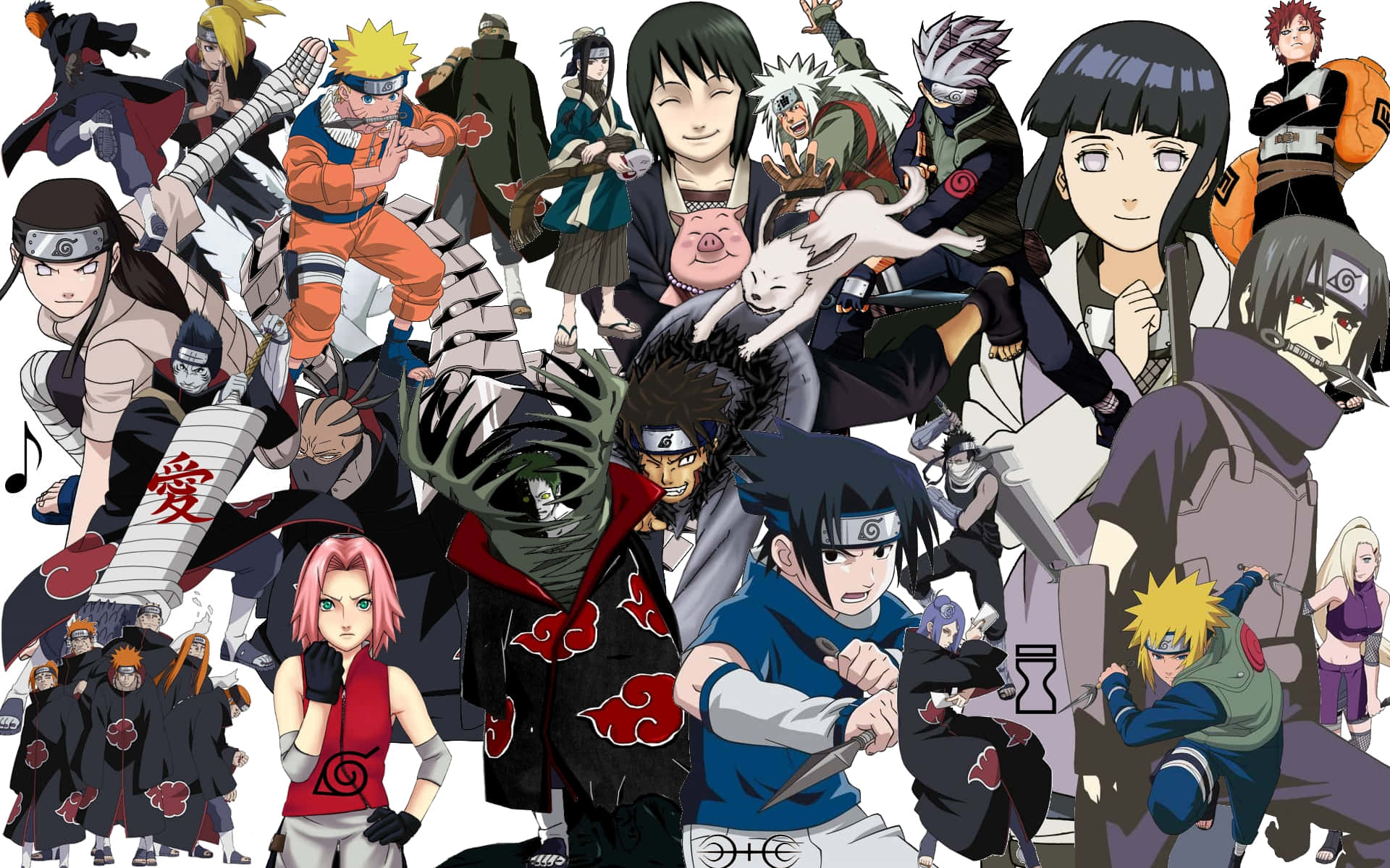 Anime Worlds Collide In A Captivating Collage Background