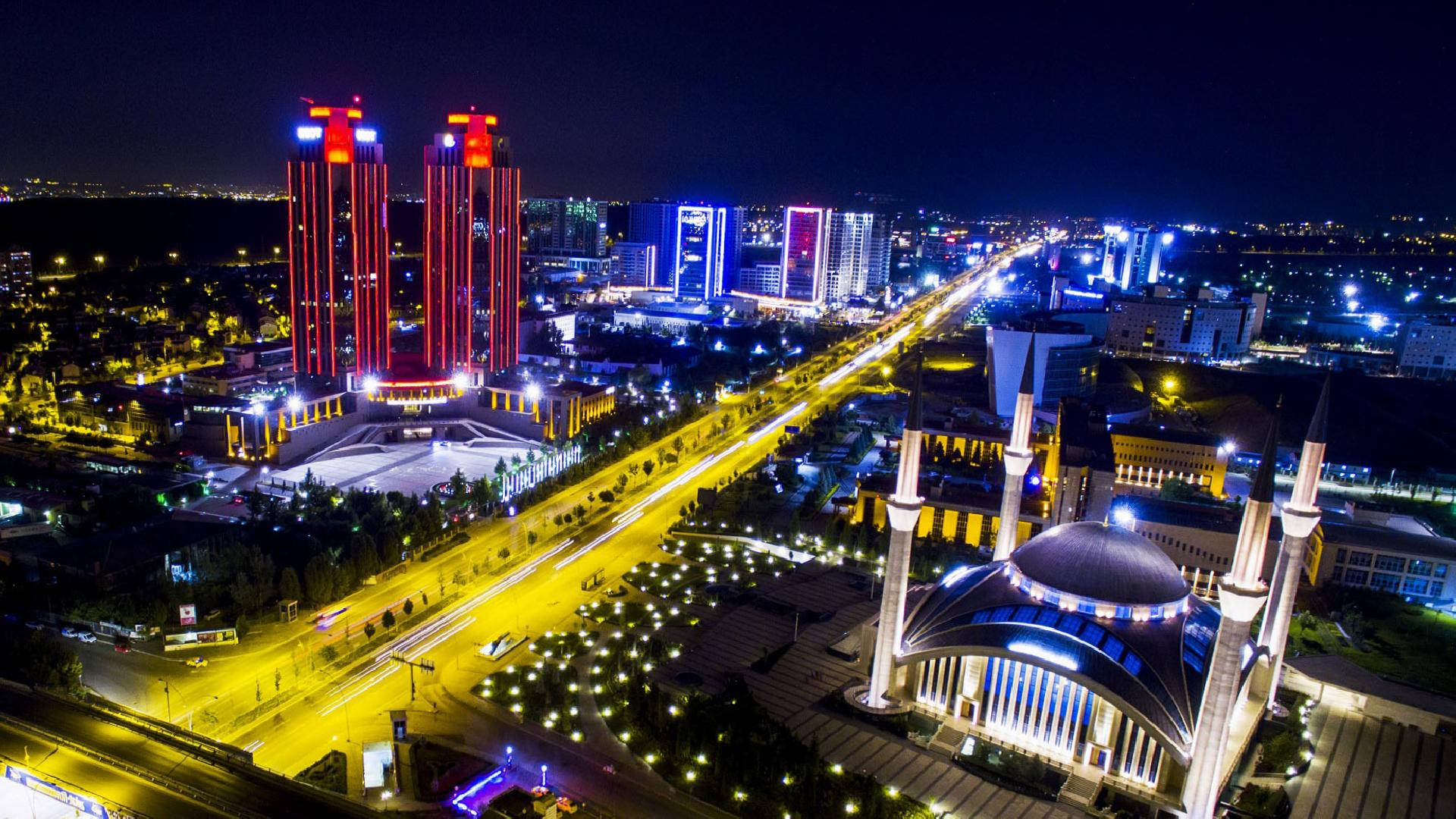 Ankara City At Night Background