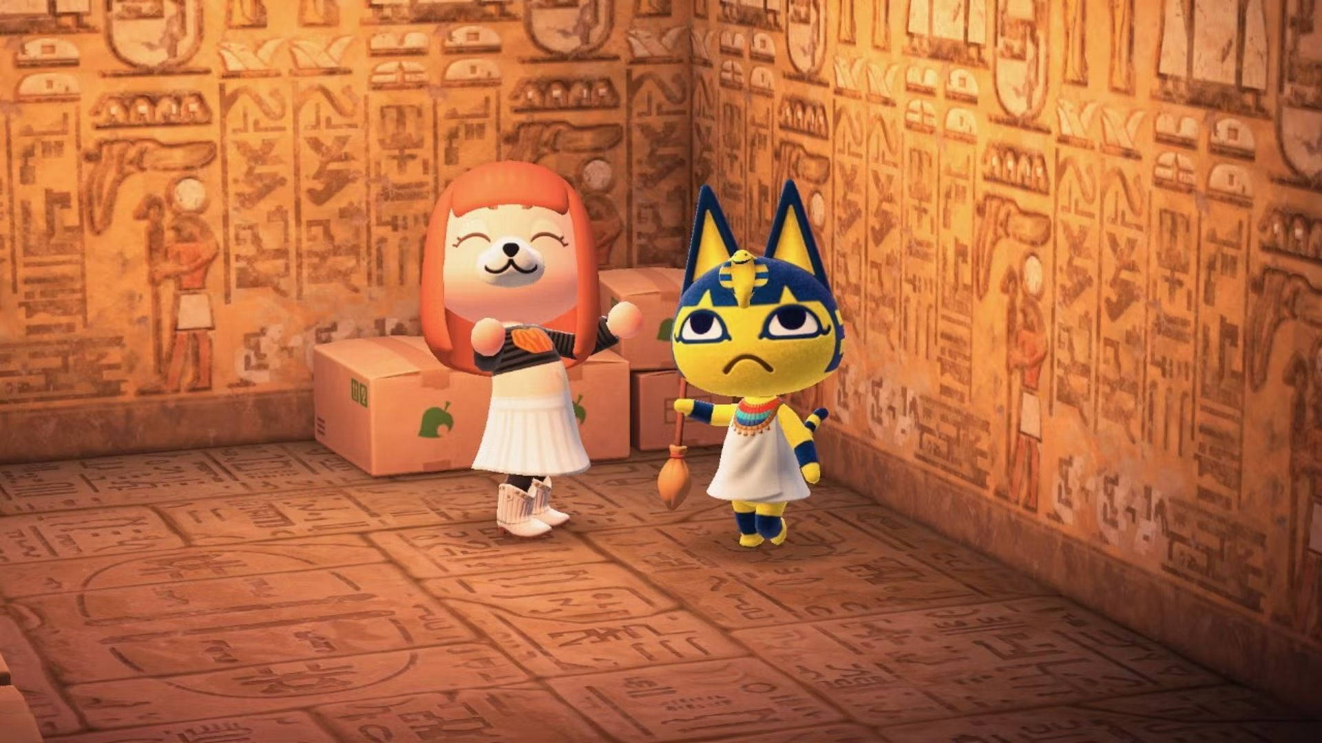 Ankha The Cat Ruling Her Egyptian Kingdom In Animal Crossing Background