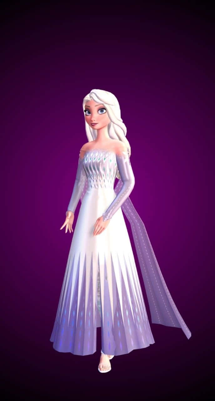 Anna And Elsa In Their White Dresses From The Movie Frozen 2. Background