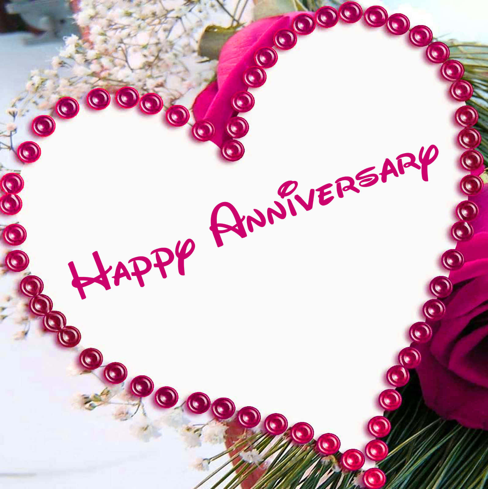 Anniversary Cake Designed With Pink Pearls Background