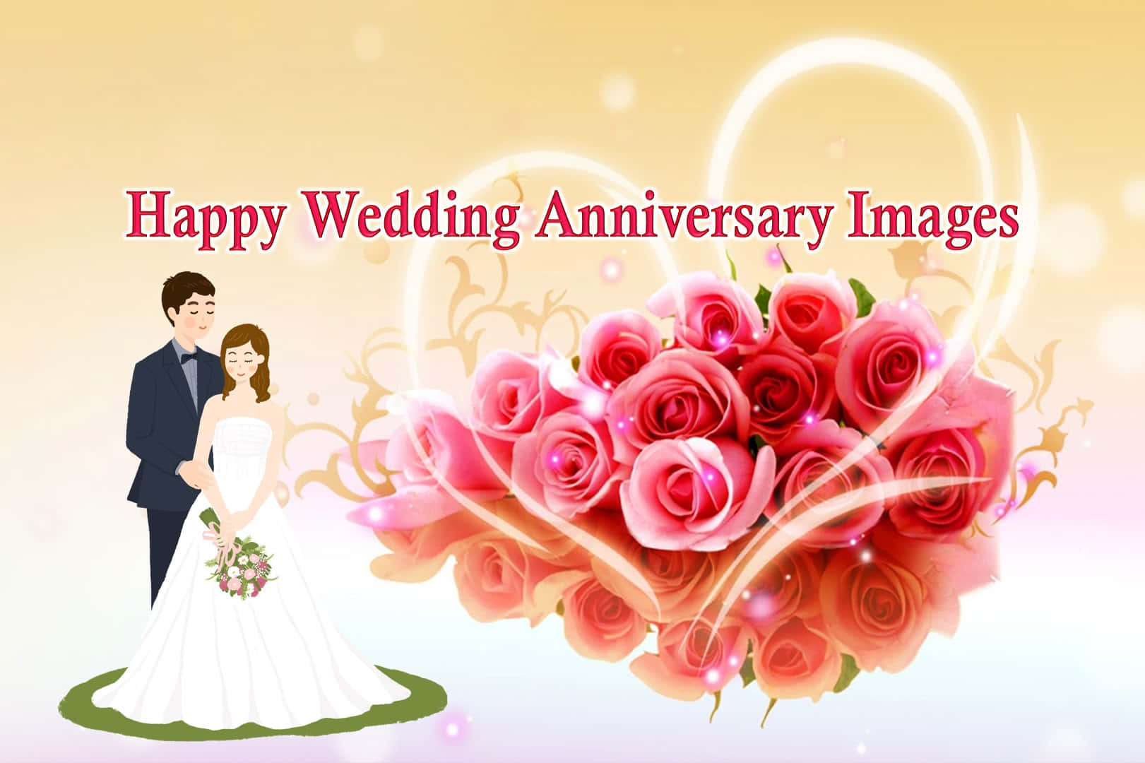 Anniversary Message With Bouquet Of Roses Background