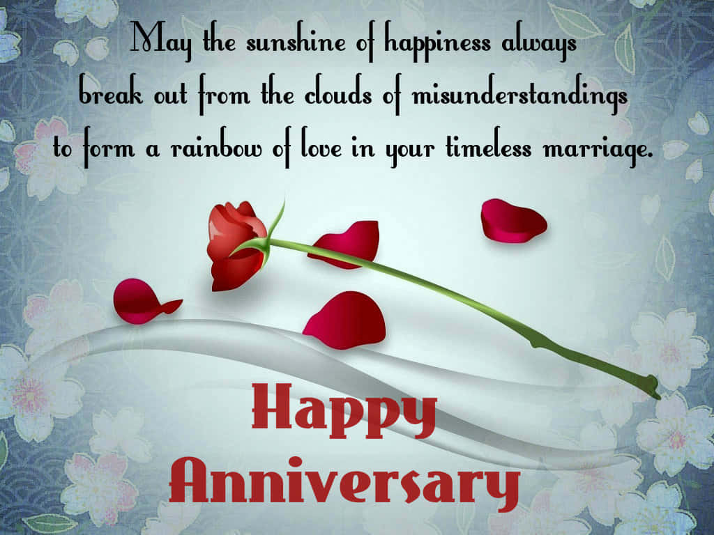 Anniversary Message With Rose Petals Background