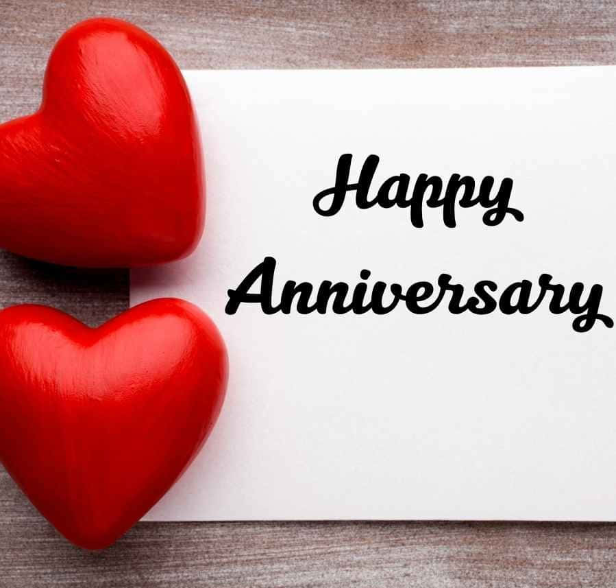 Anniversary With Two Red Hearts Background