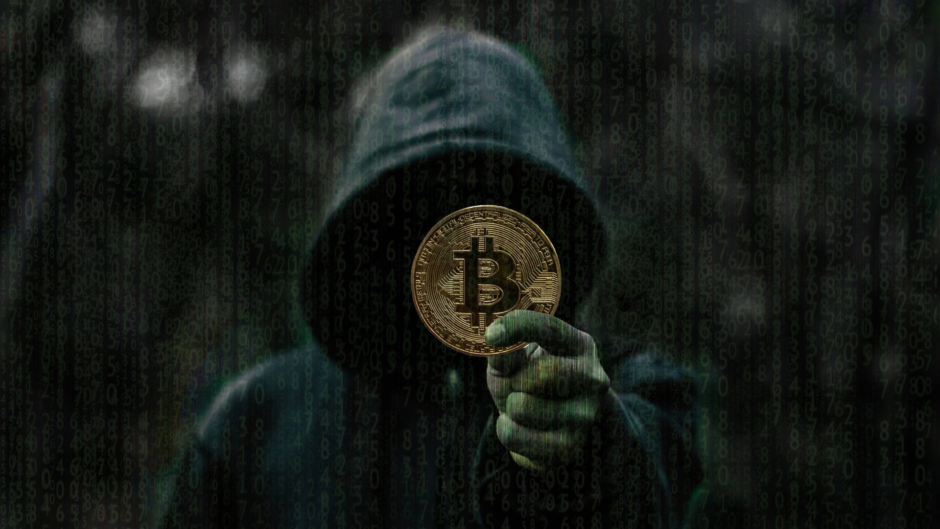 Anonymous Man With Bitcoin Crypto Background Background