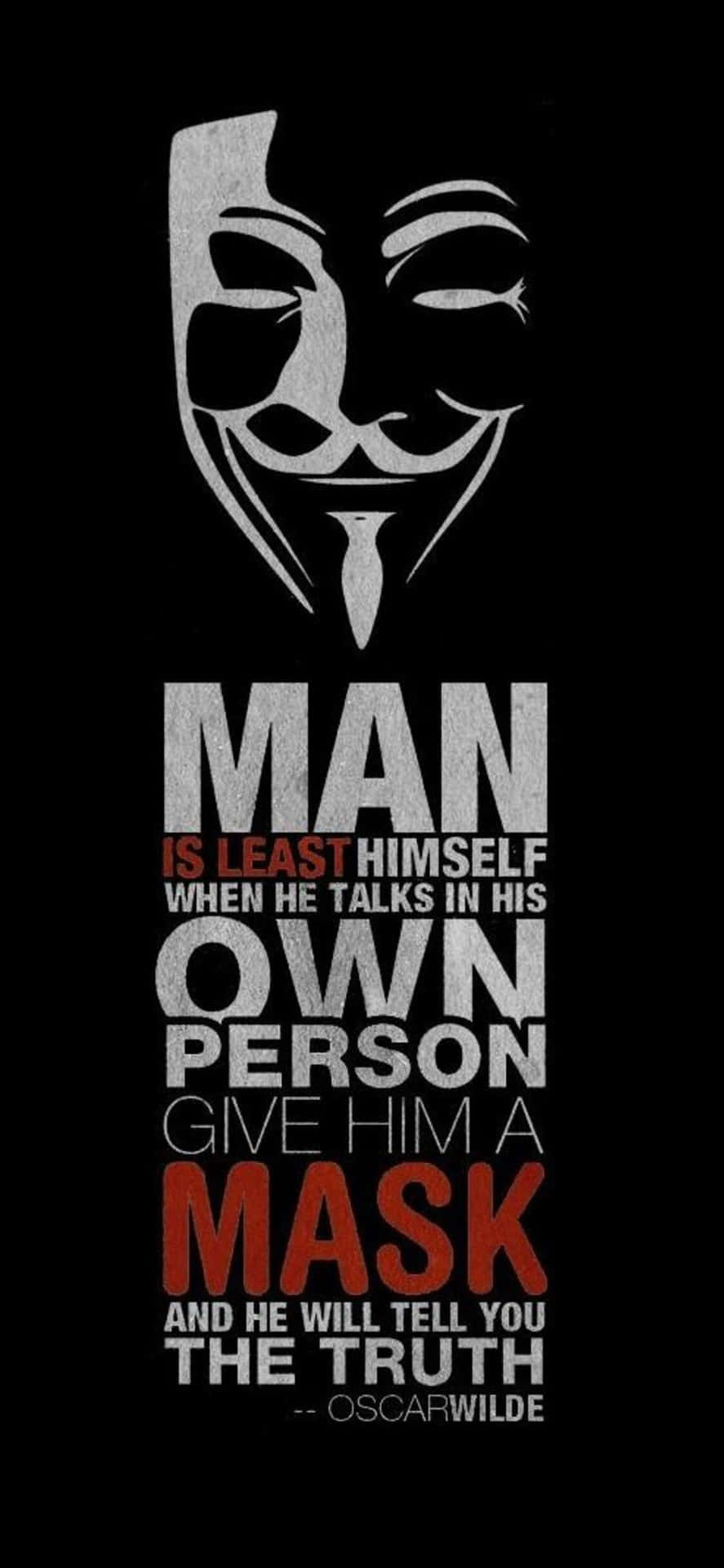 Anonymous Mask Oscar Wilde Quote Background