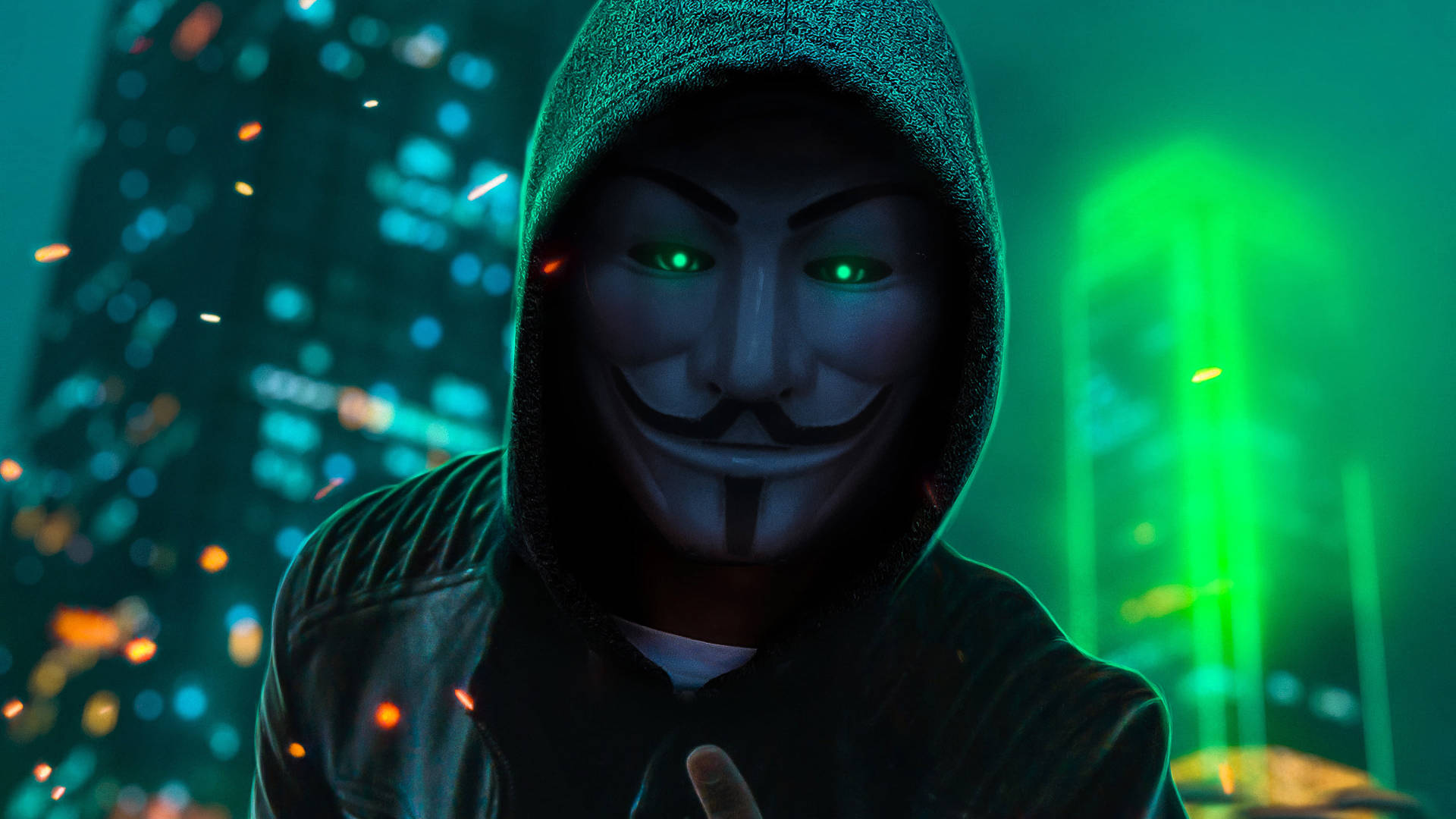 Anonymous Neon Smile Background