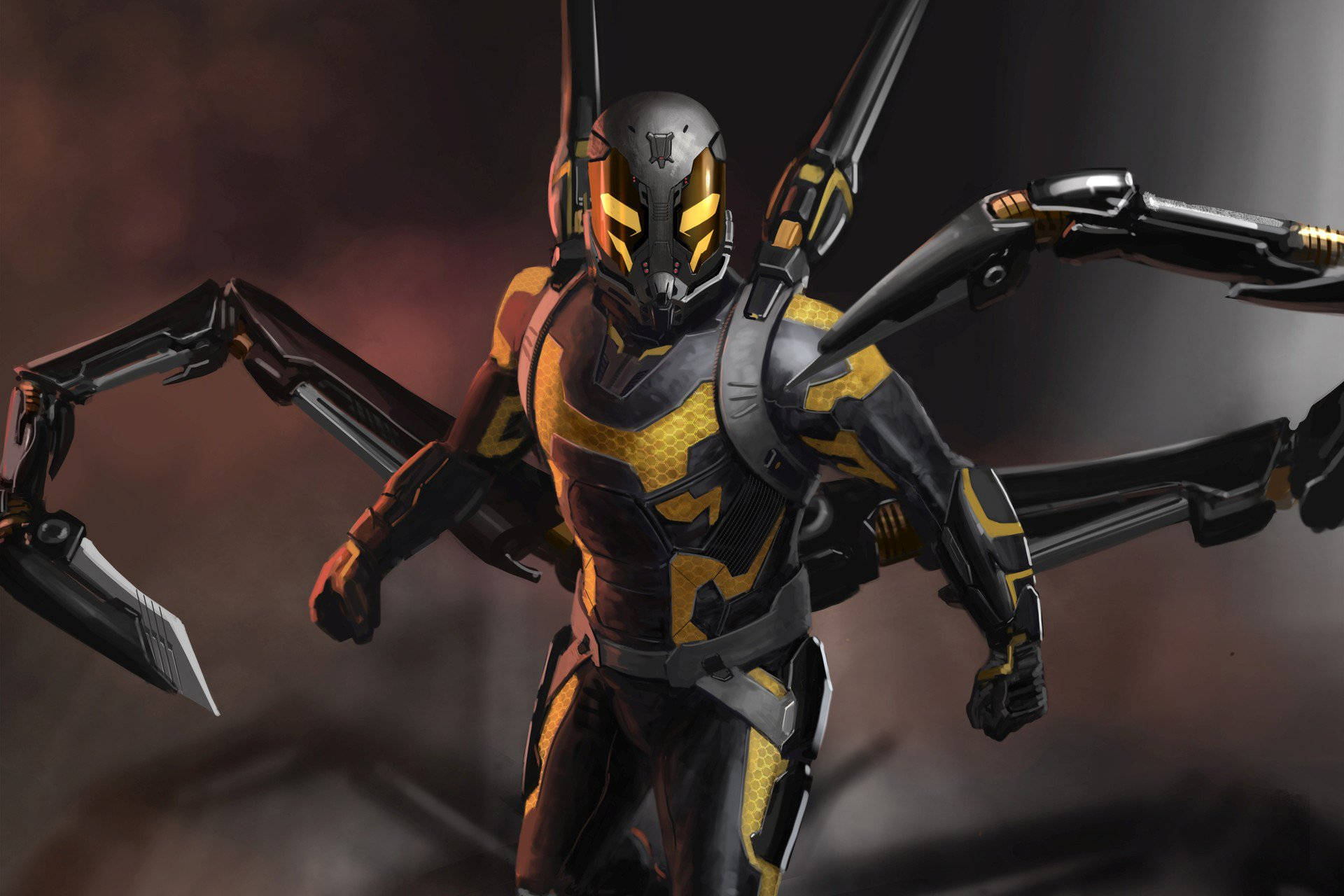 Ant-man Battles Yellowjacket – Intense Superhero Showdown Background