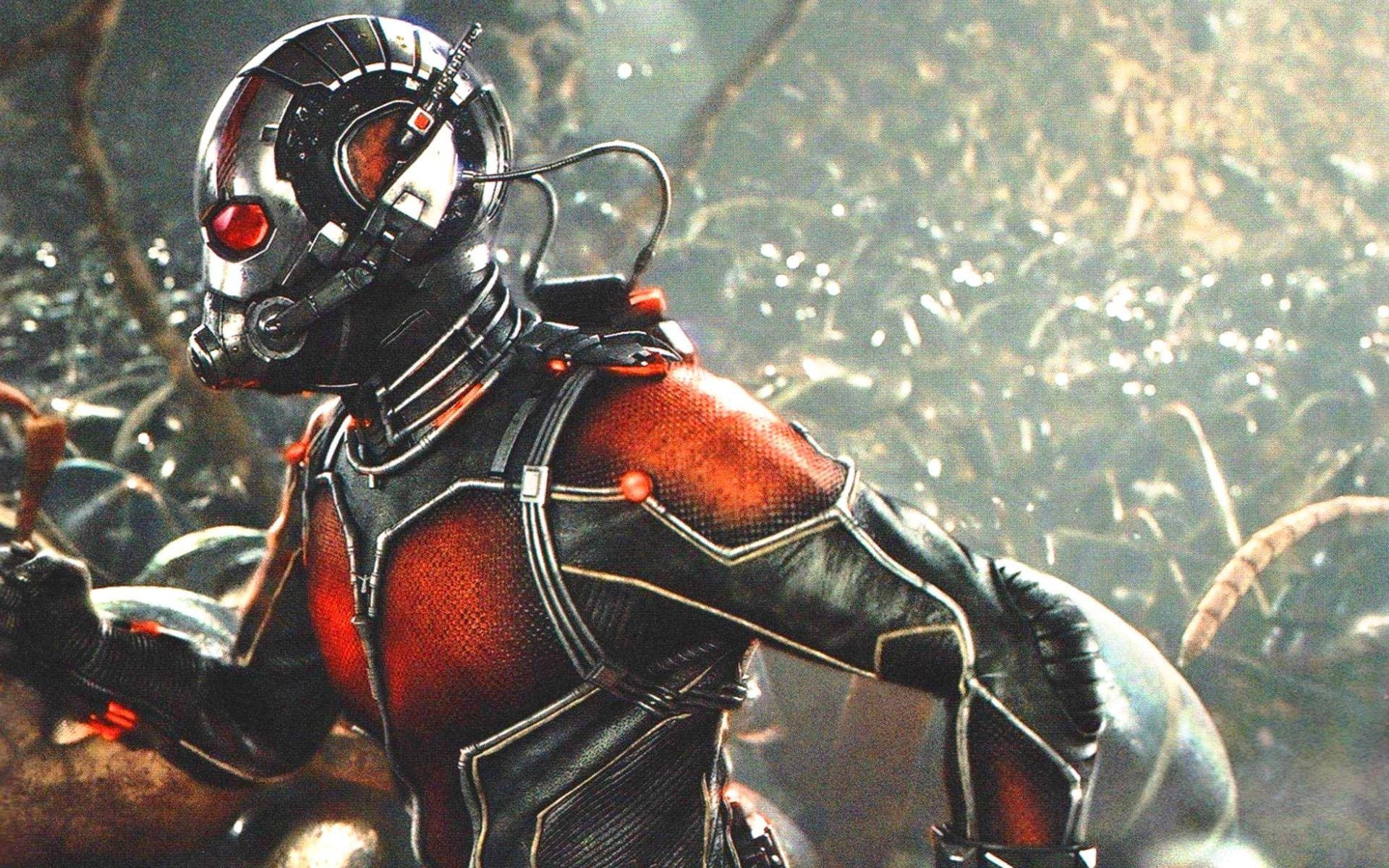 Ant Man Superhero With Heap Of Ant Background