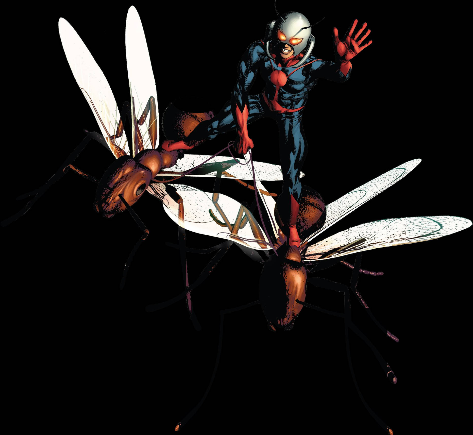 Ant Man Superhero With The Flying Wasp Background