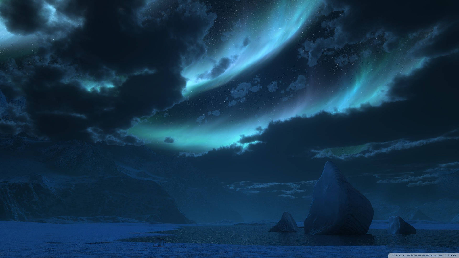 Antarctica Aurora Borealis Lights Background