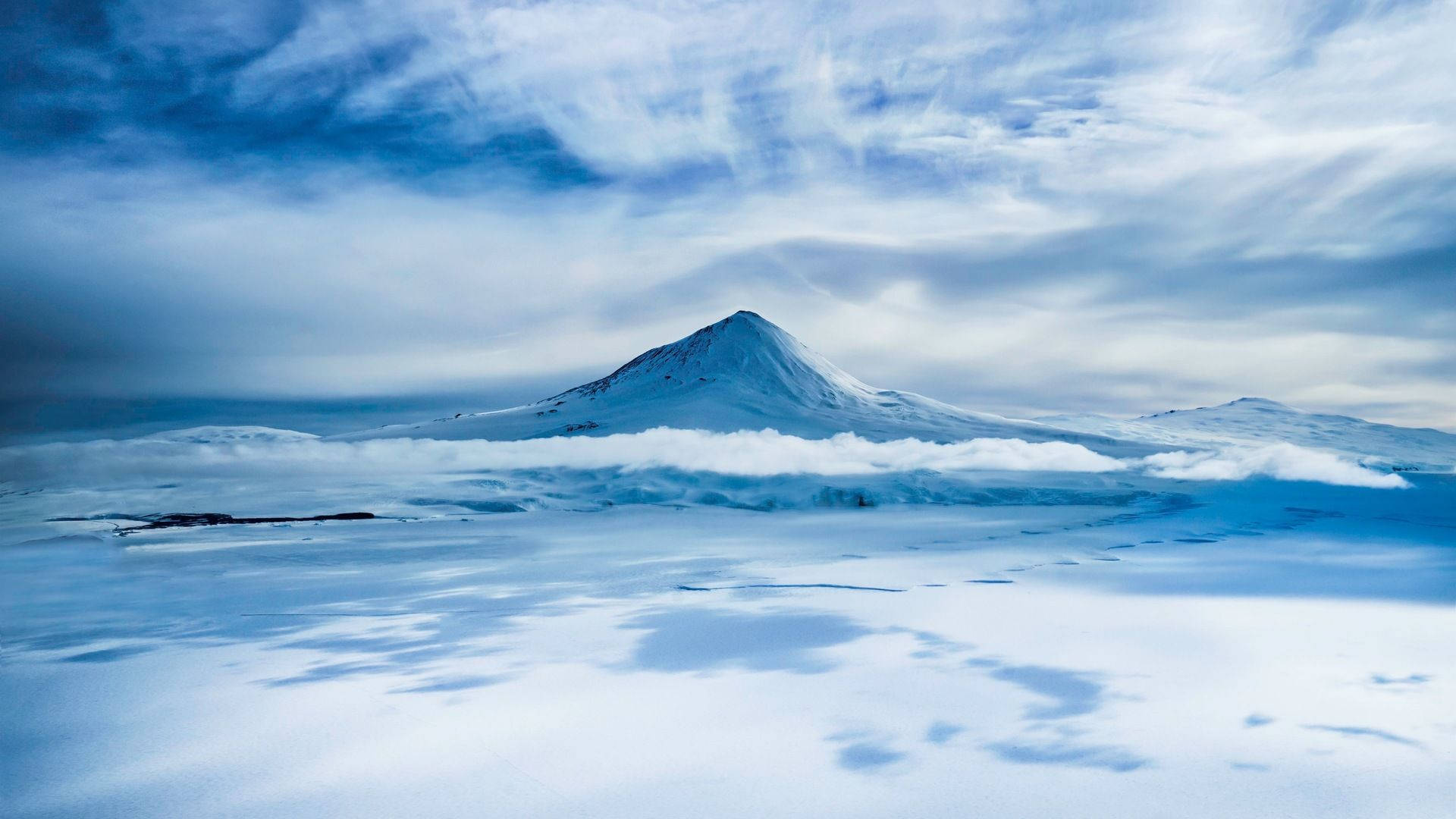 Antarctica Mountain Covered In Snow Background