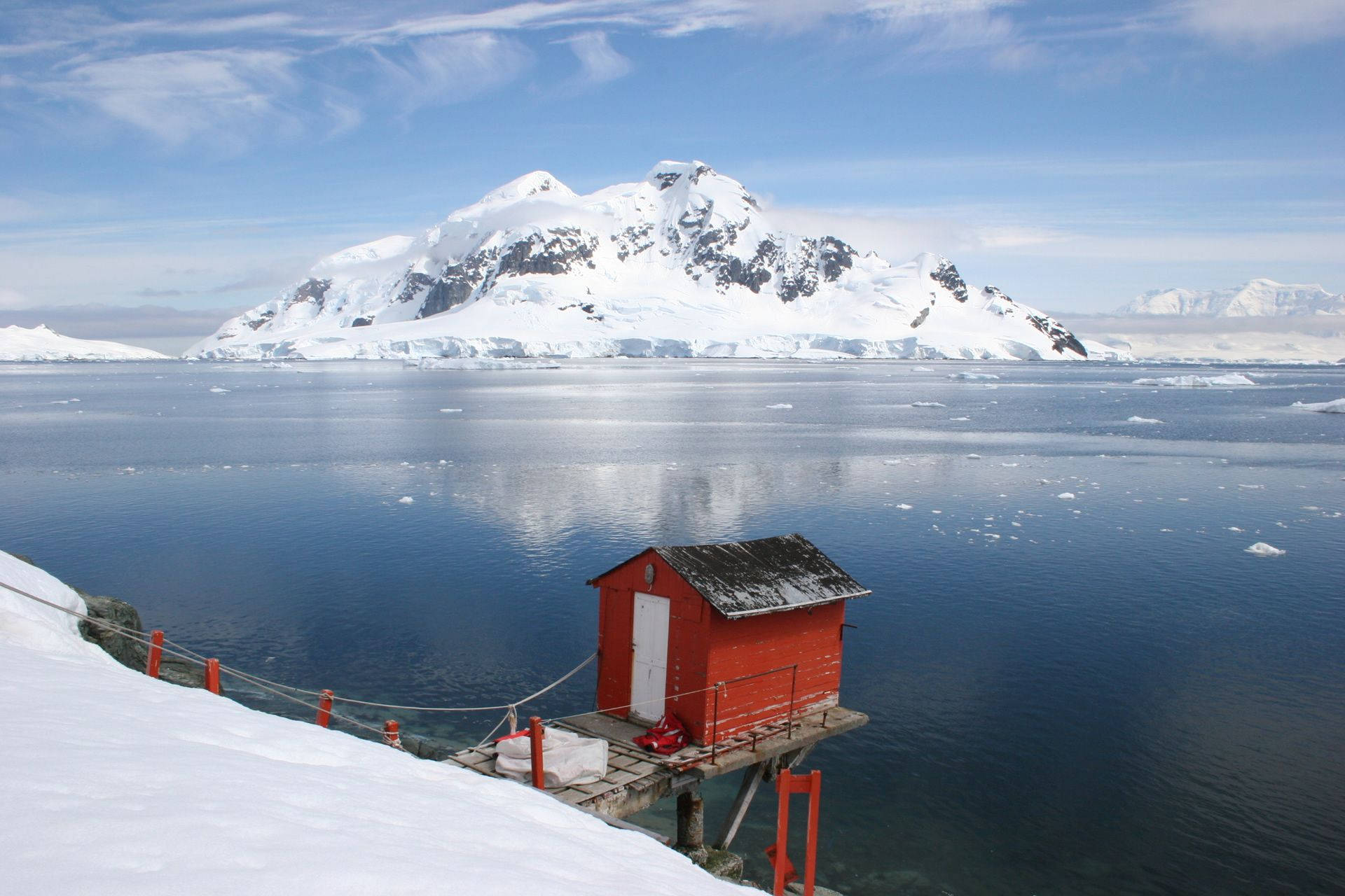 Antarctica Small Red Cabin Background