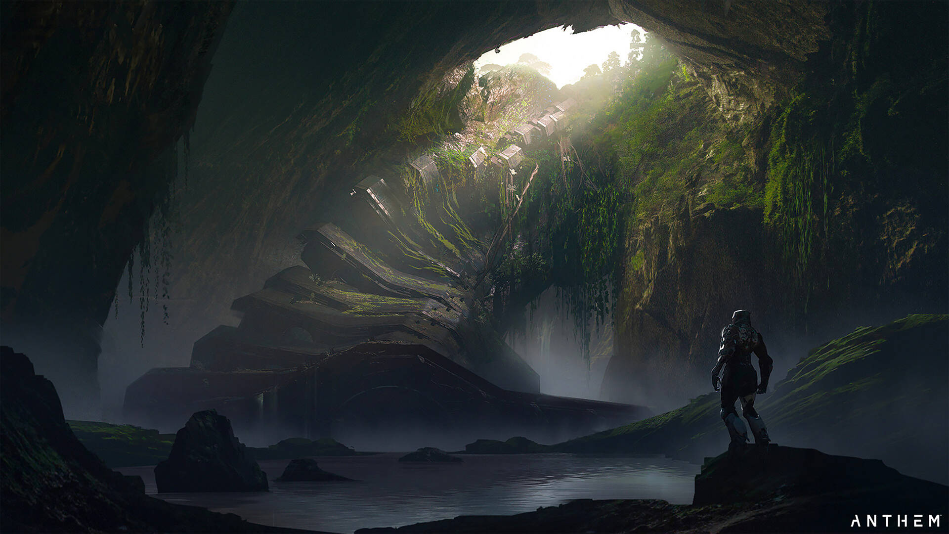 Anthem Game 4k Javelin Cave Light Background