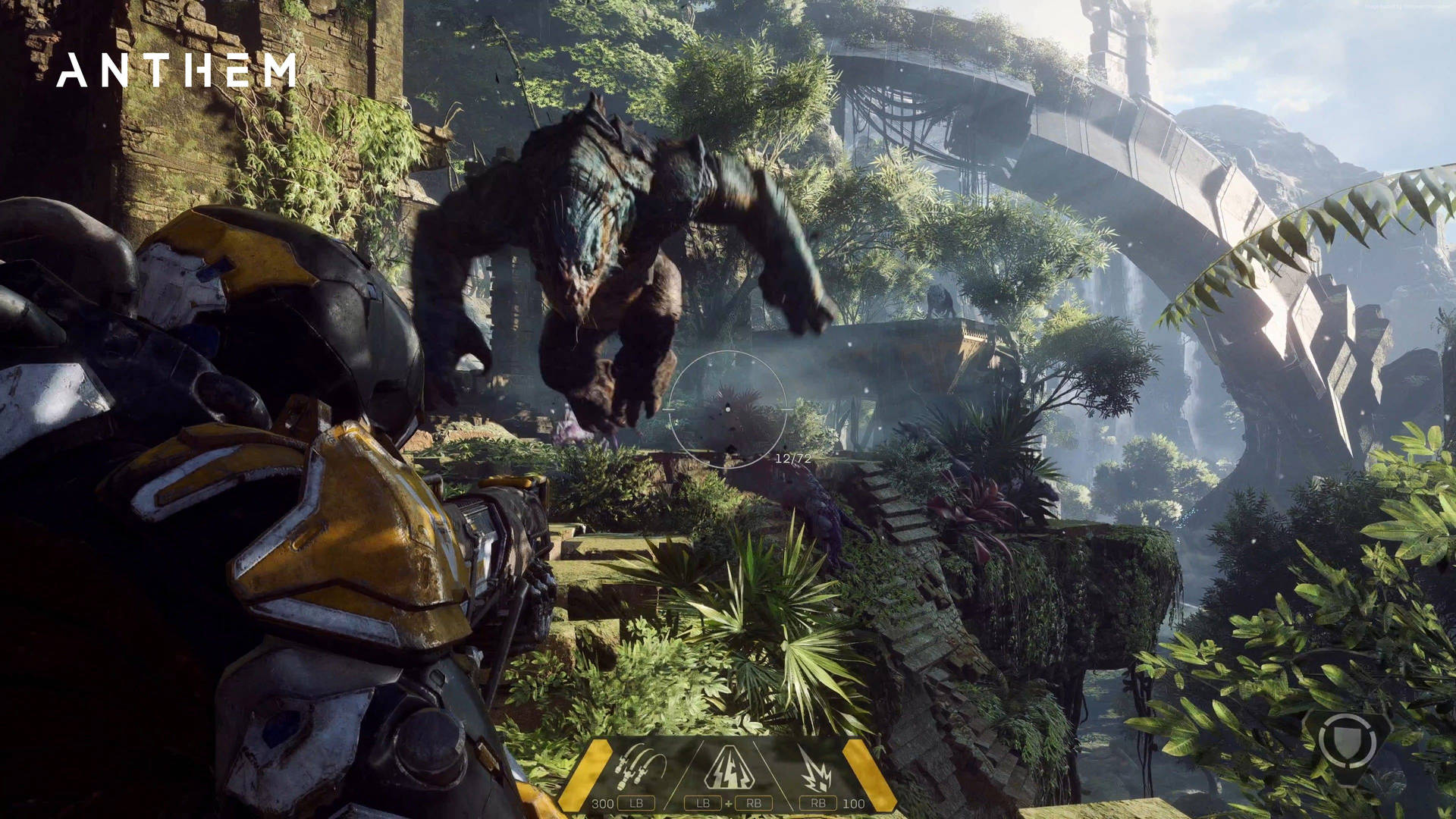 Anthem Game 4k Monster Attacking A Ranger Javelin Background