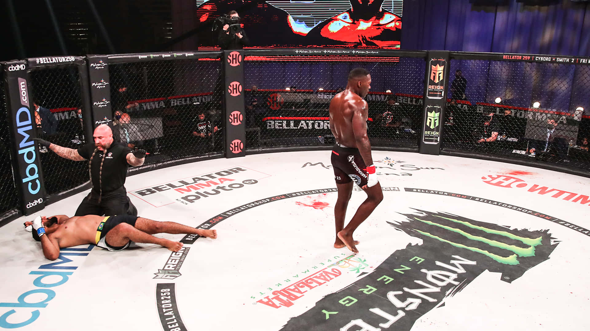 Anthony Johnson Celebrating Knockout Victory Over José Augusto At Bellator 258 Background