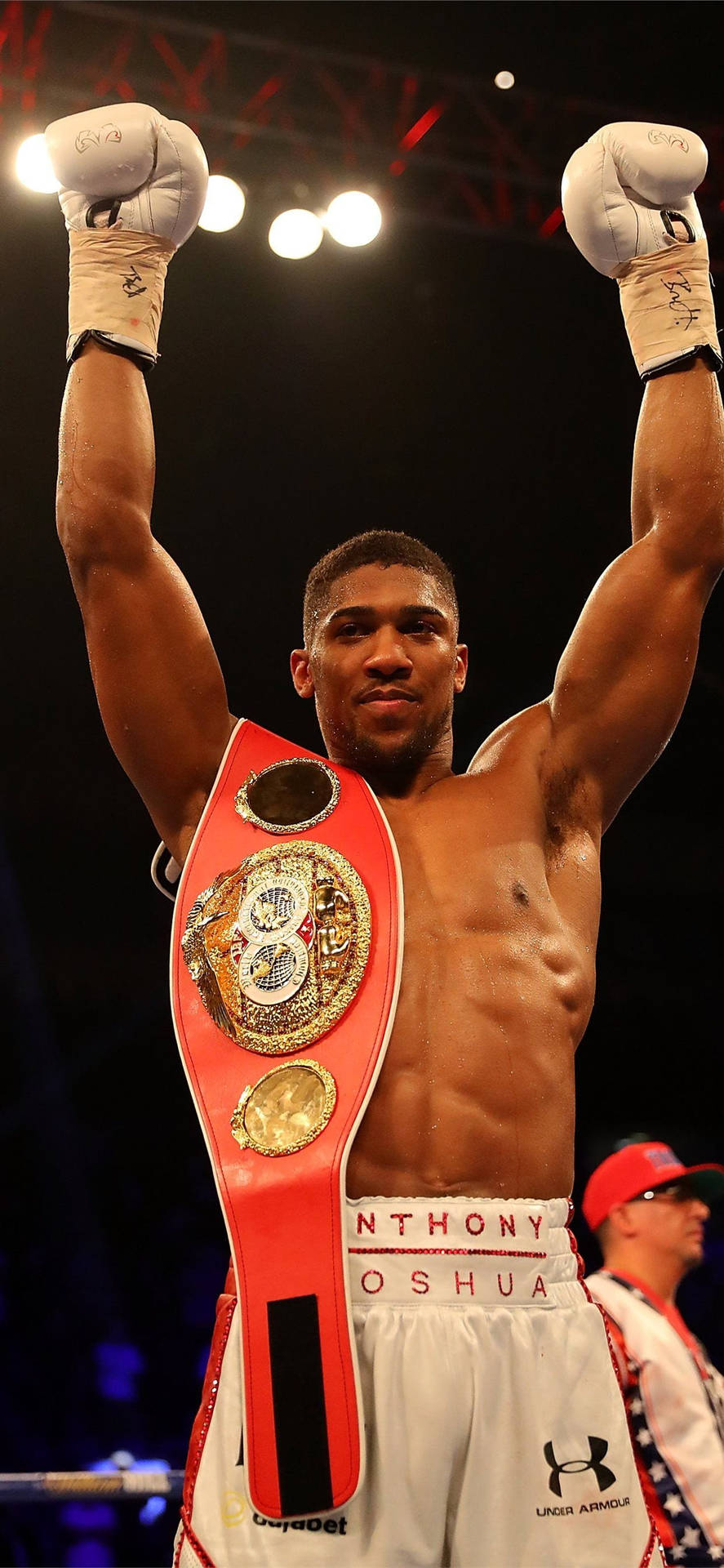 Anthony Joshua Belt Hands Raised Background